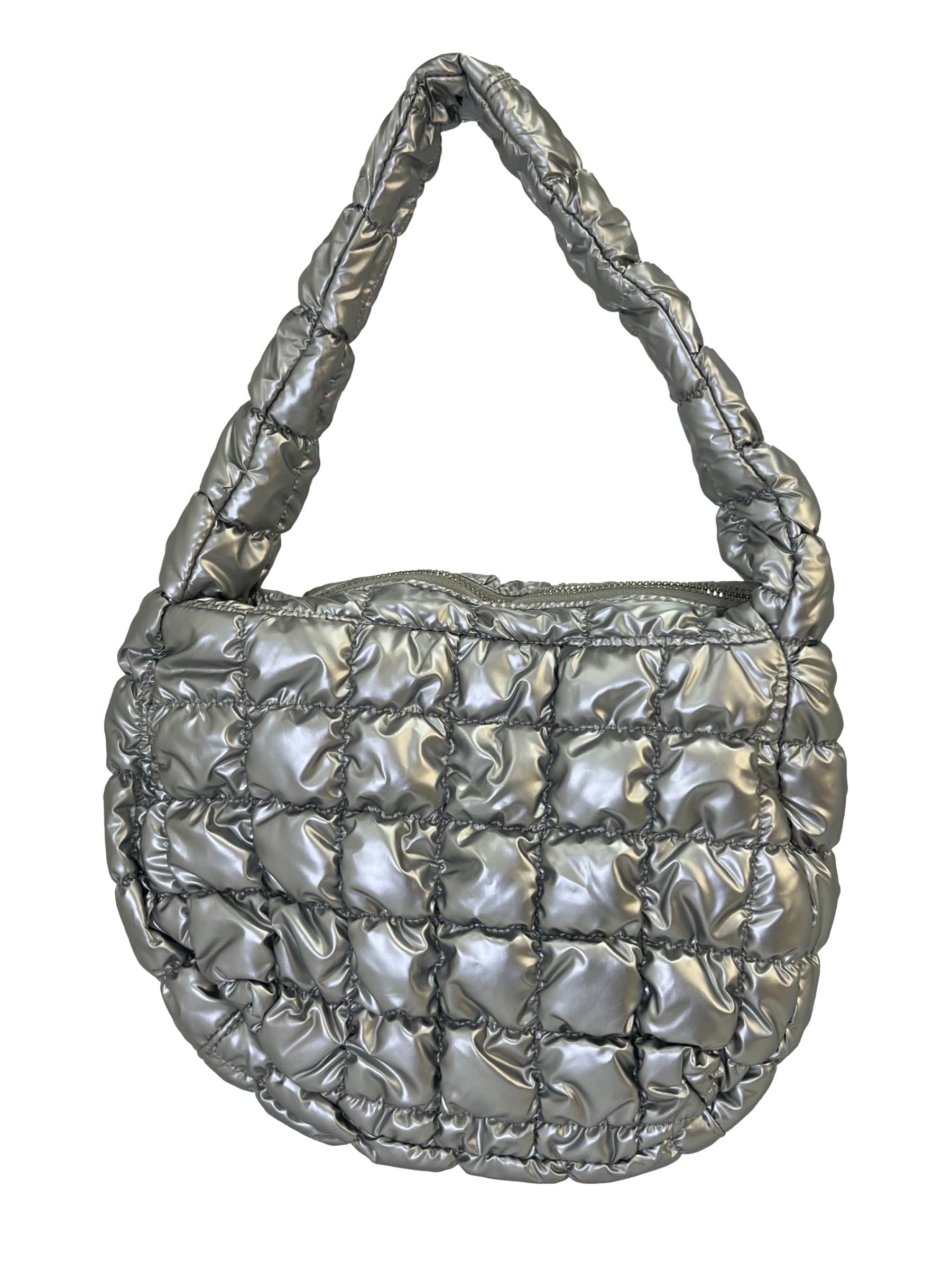 Silver Quilted Micro Bag