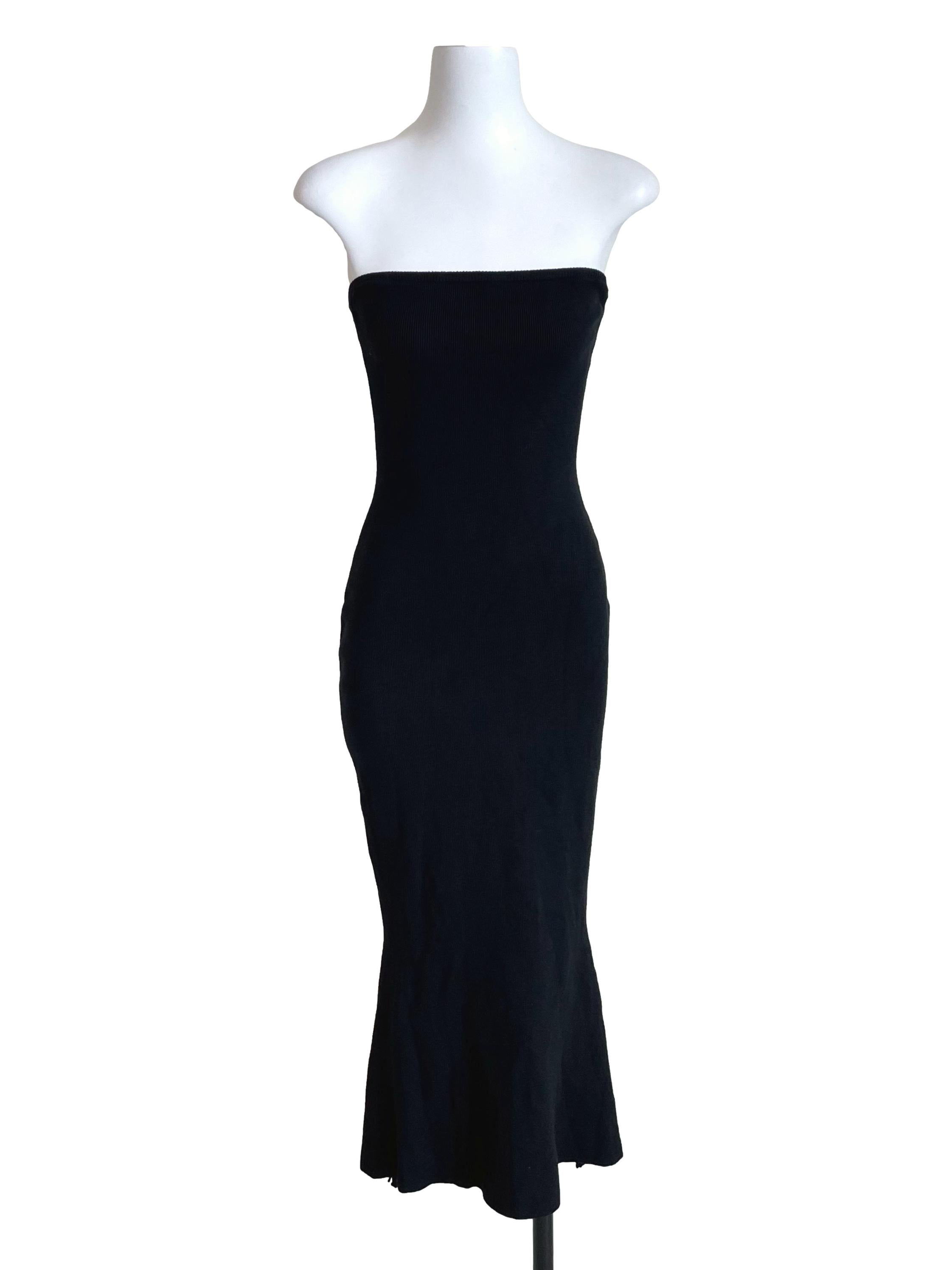 Black Strapless Knit Bodycon Dress