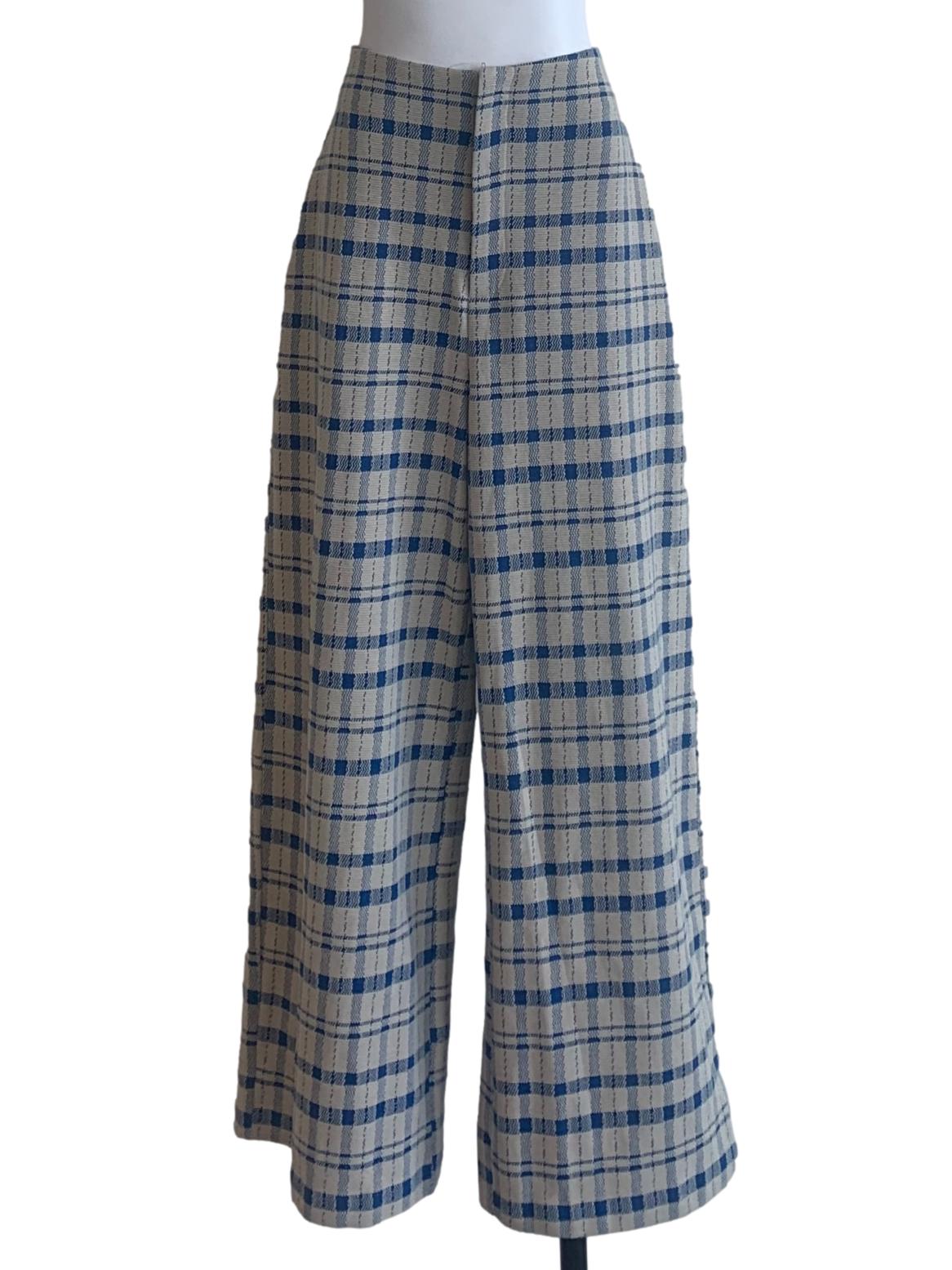 Slate Blue Madras Pattern Pants