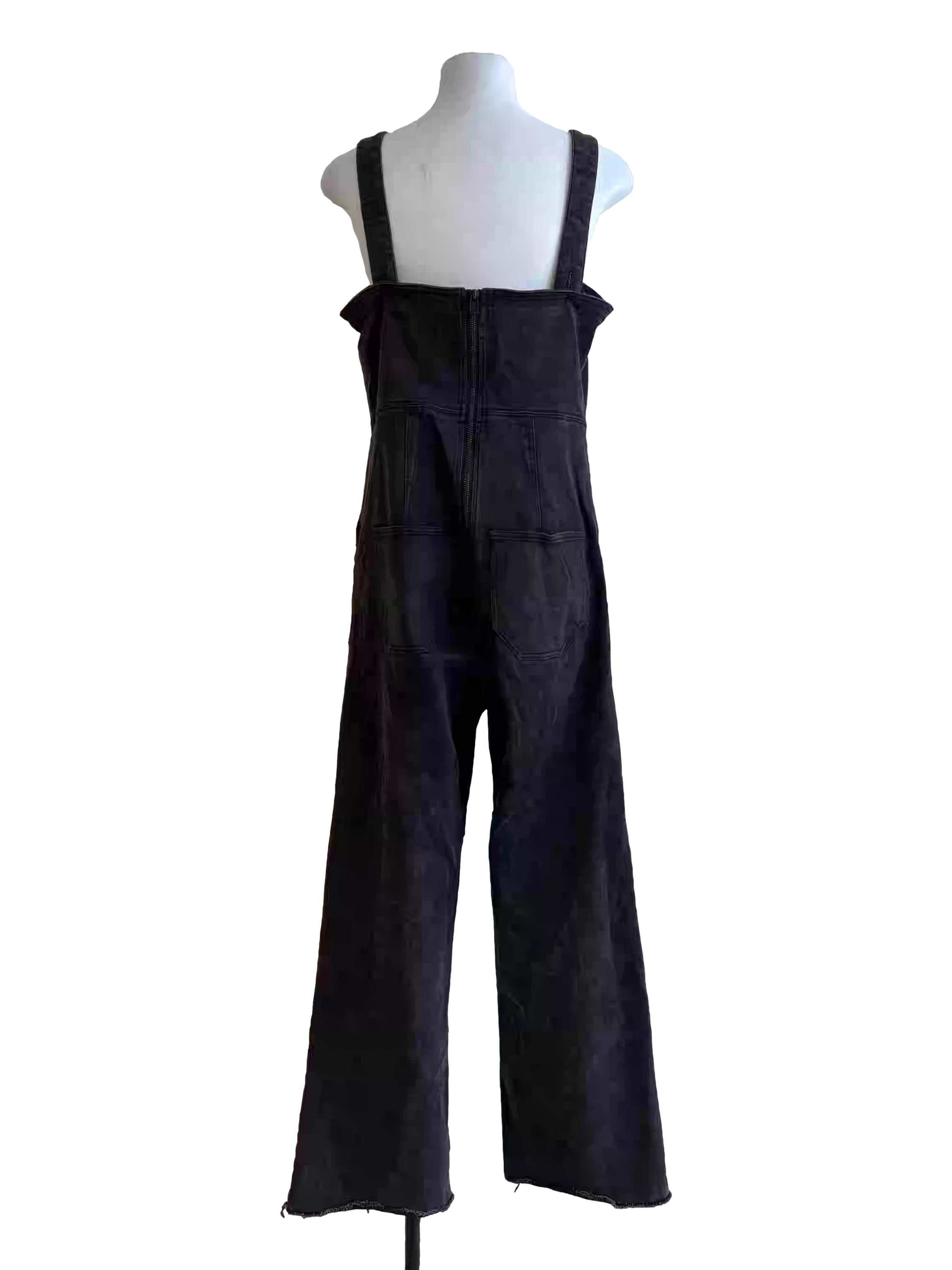 Jet Black Apron Neck Denim Jumpsuit