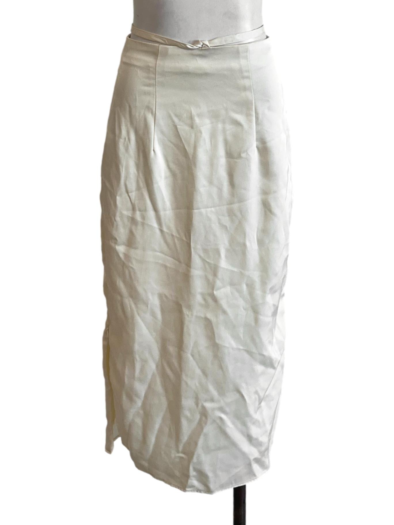 Cream White Satin Skirt YHF