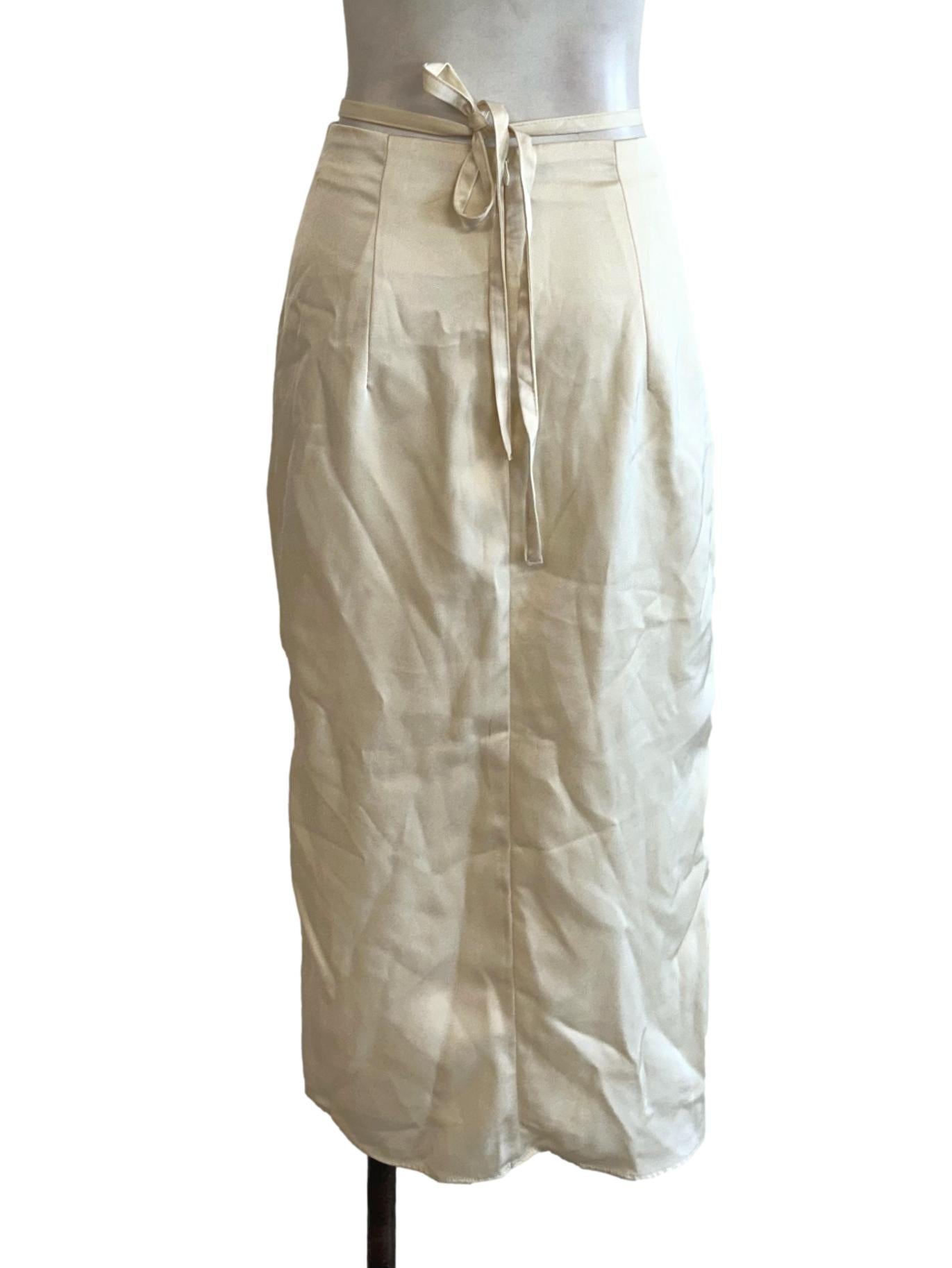 Cream White Satin Skirt YHF