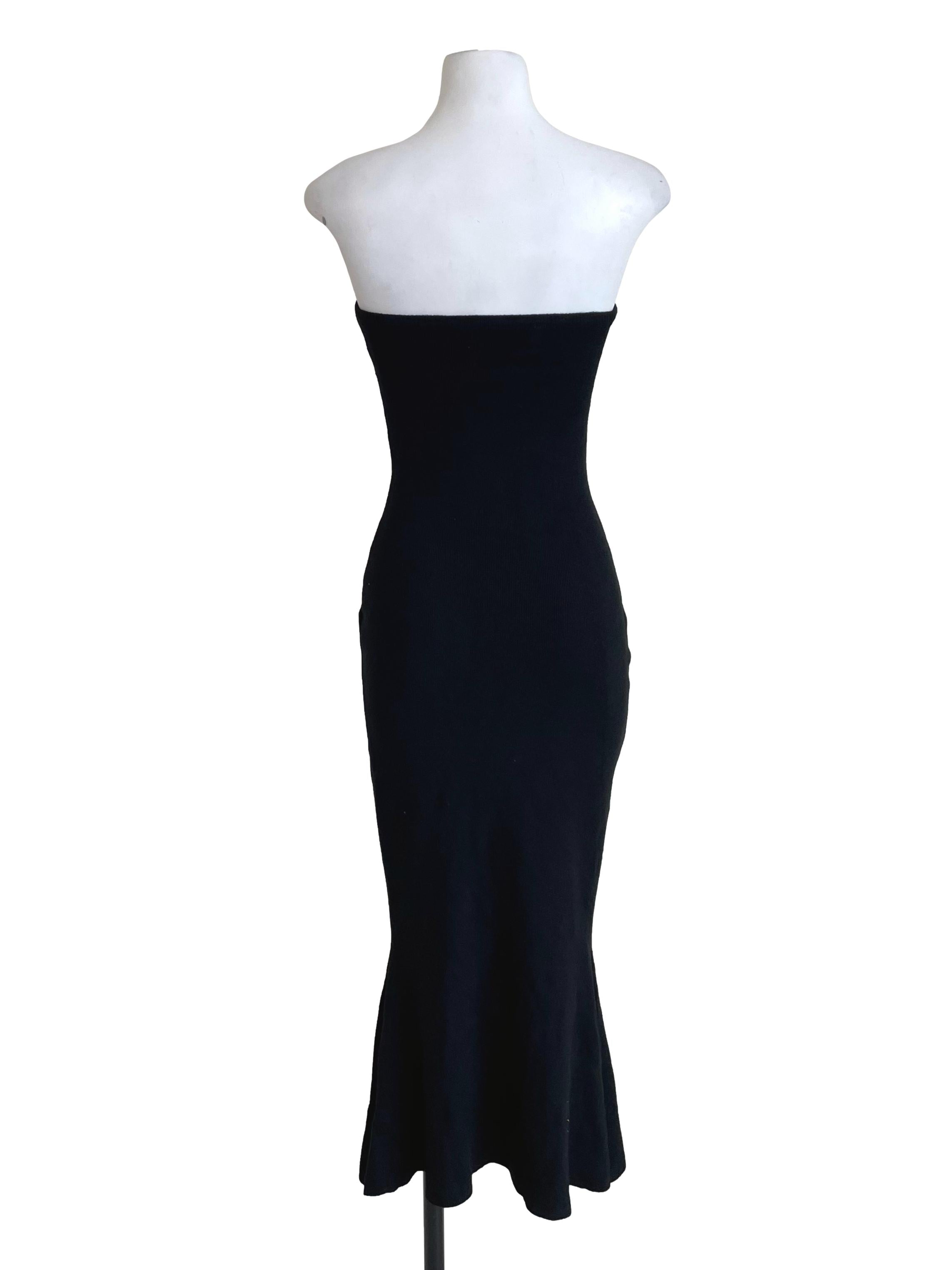 Black Strapless Knit Bodycon Dress