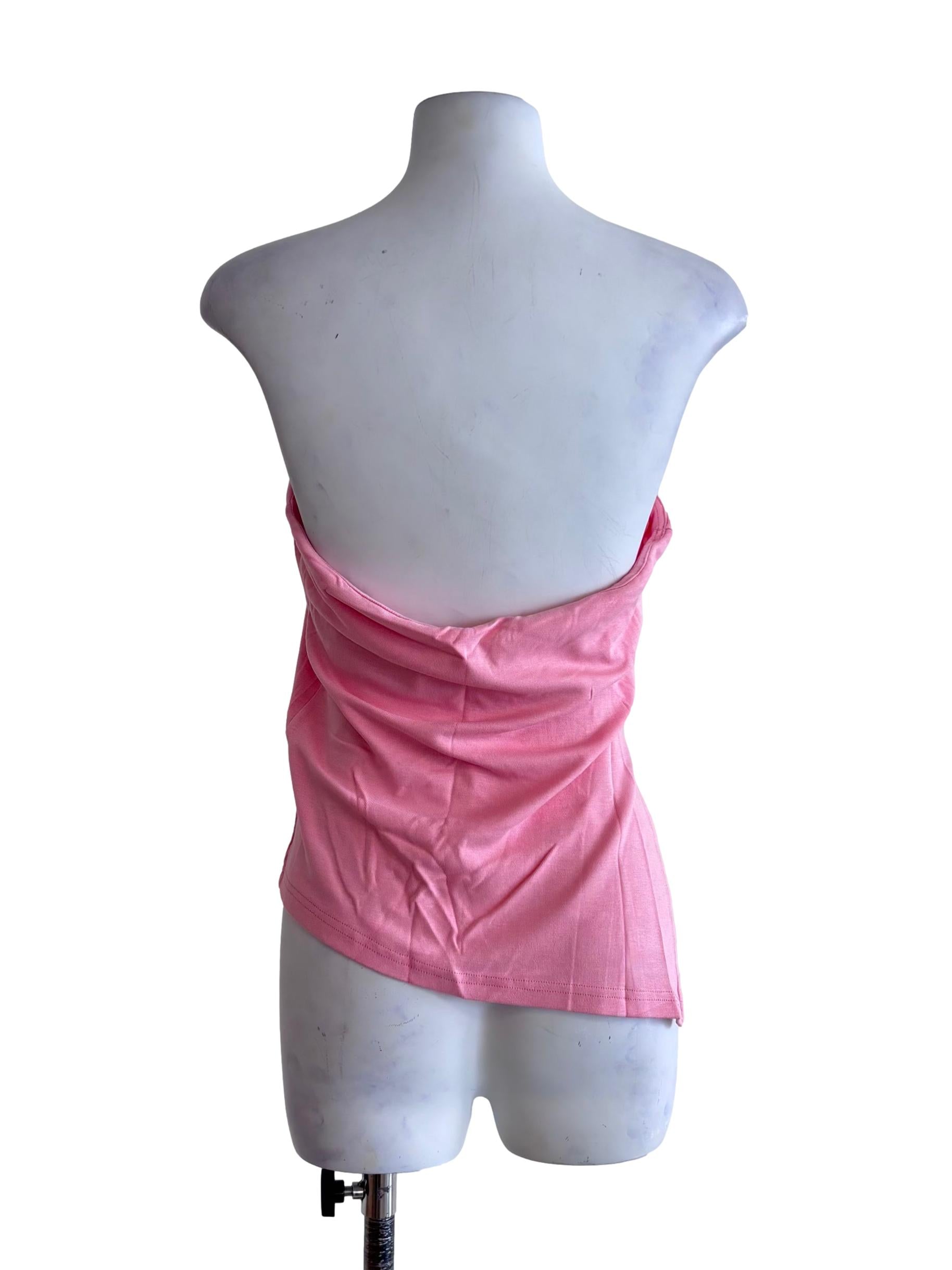 Pink Ronni Asymmetrical Padded Tube Top