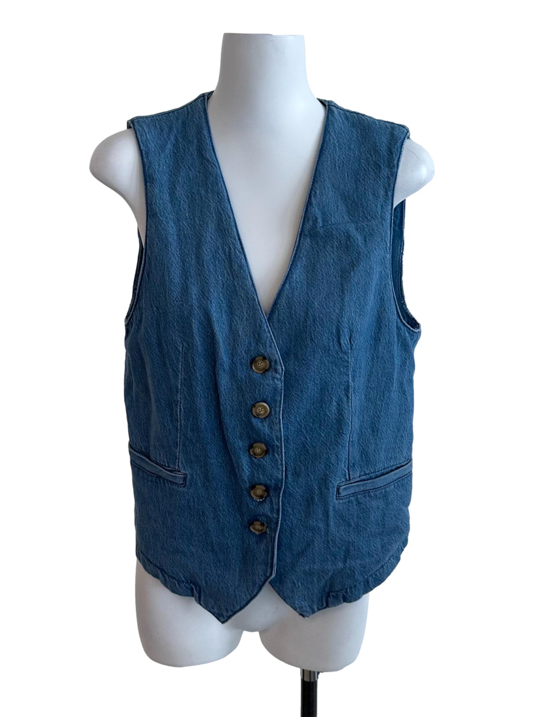 Indigo Blue Denim Button Vest
