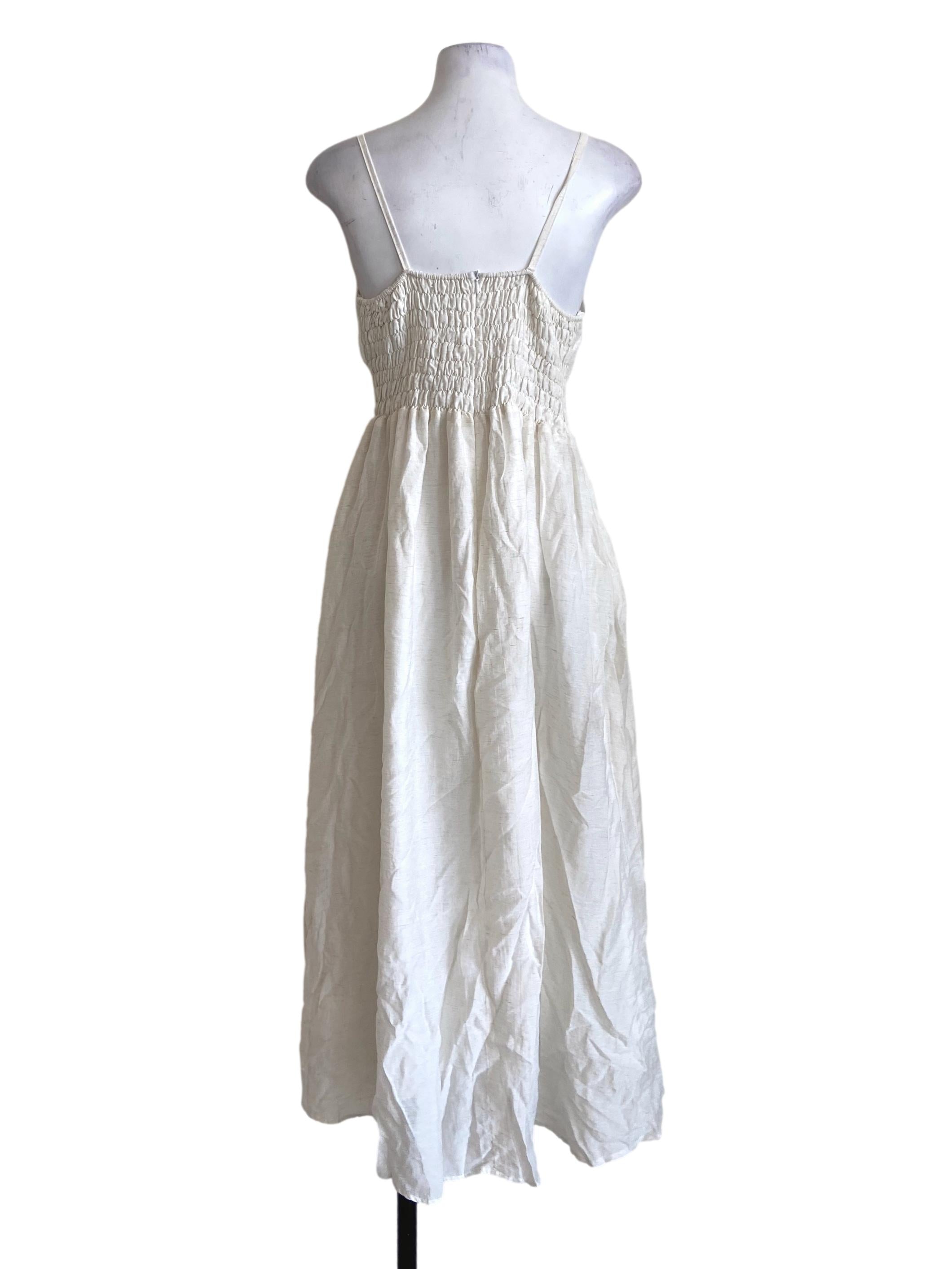 White Spaghetti Straps Pegged Waist Empire Dress