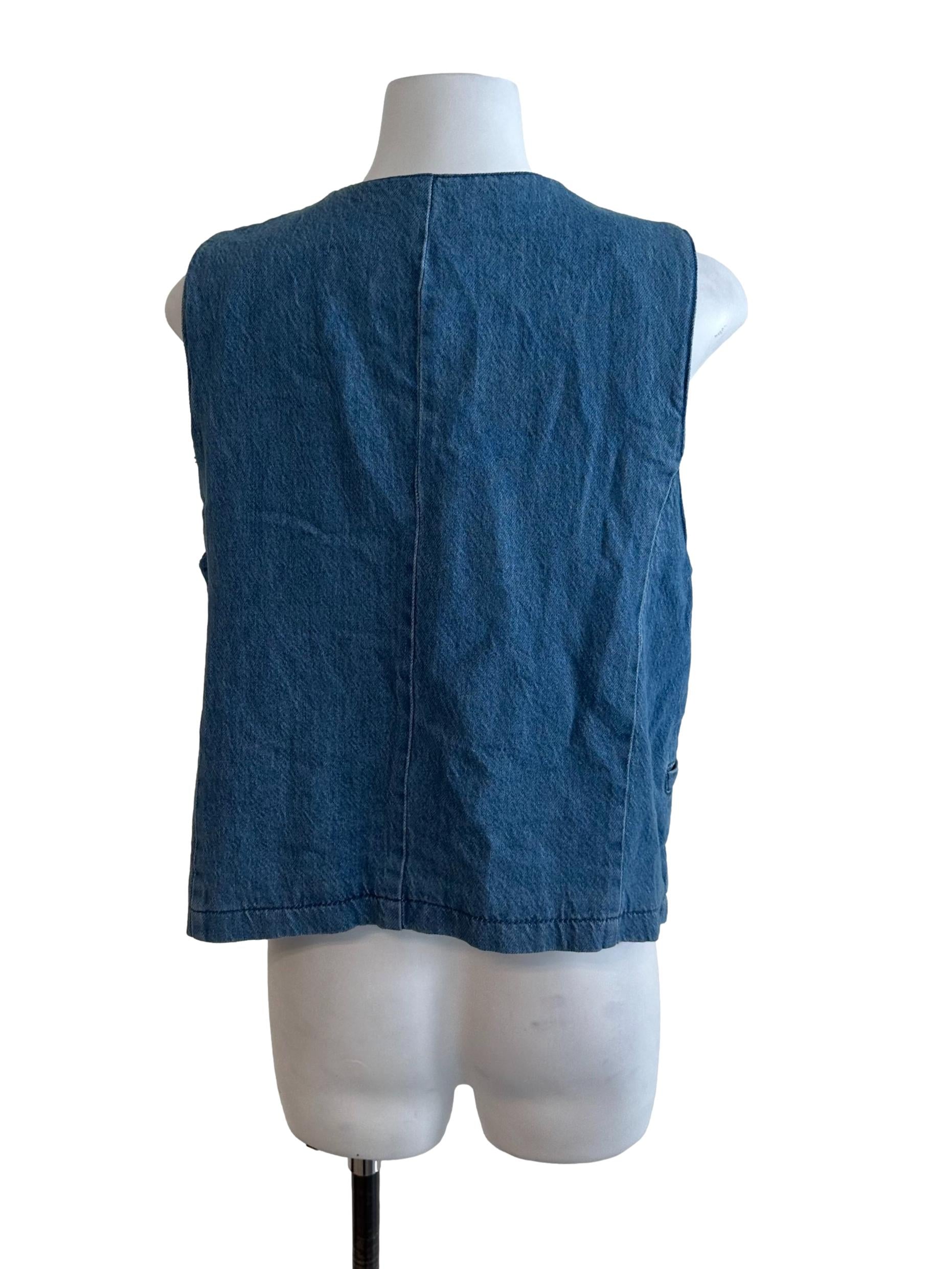 Indigo Blue Denim Button Vest