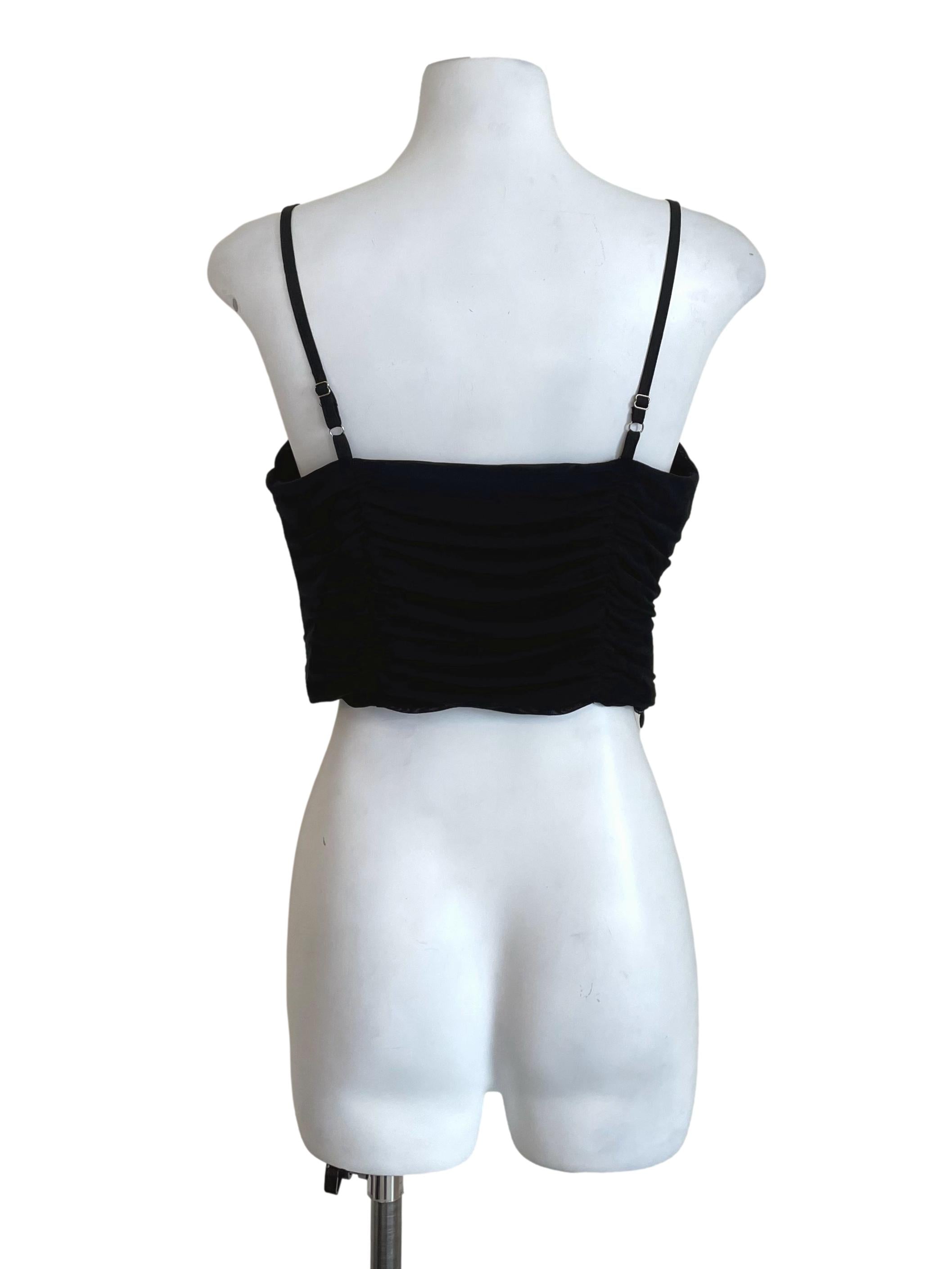 Black Scrunch Mesh Sweet Camisole