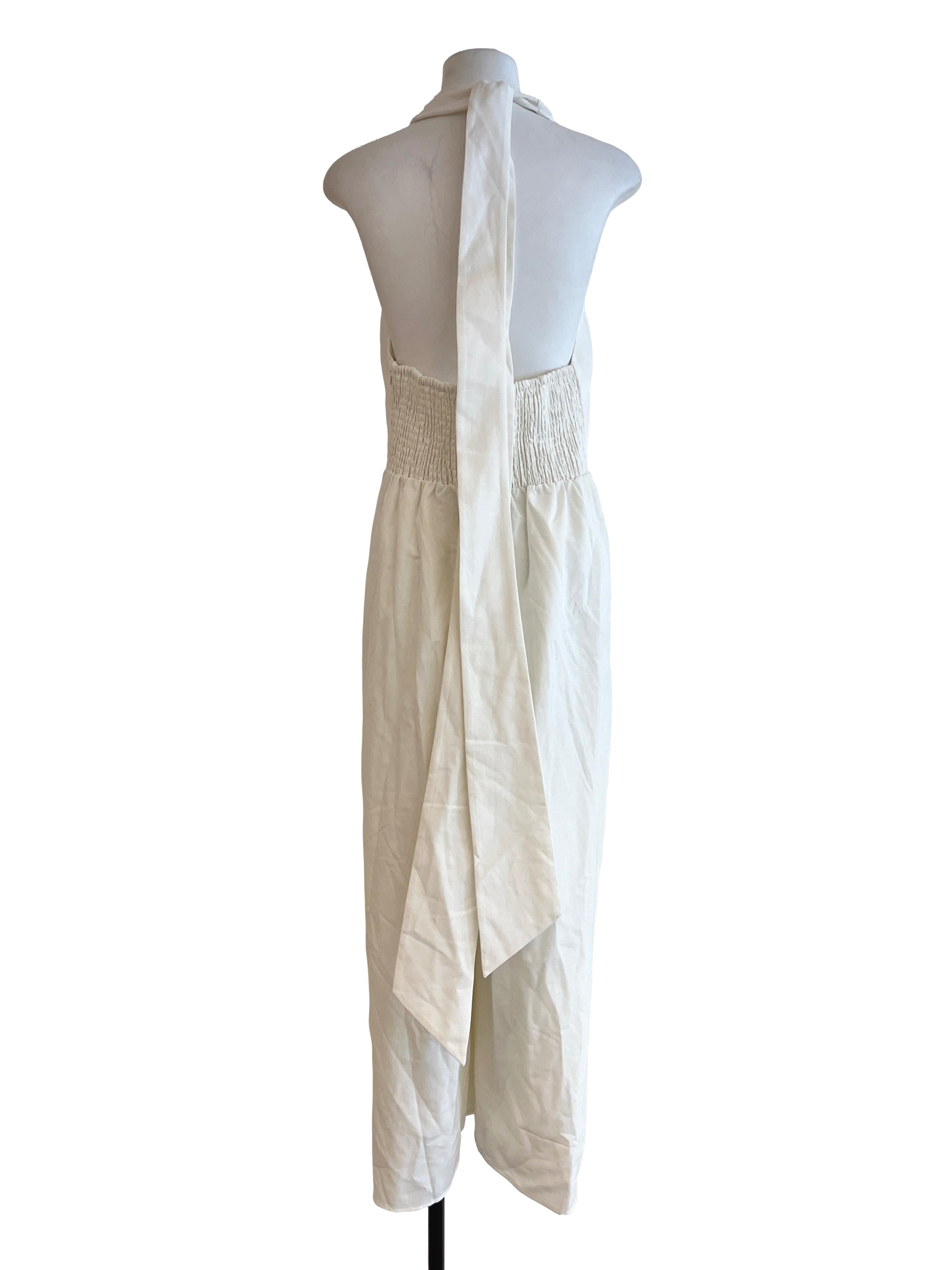 Off White Sleeveless Overalls