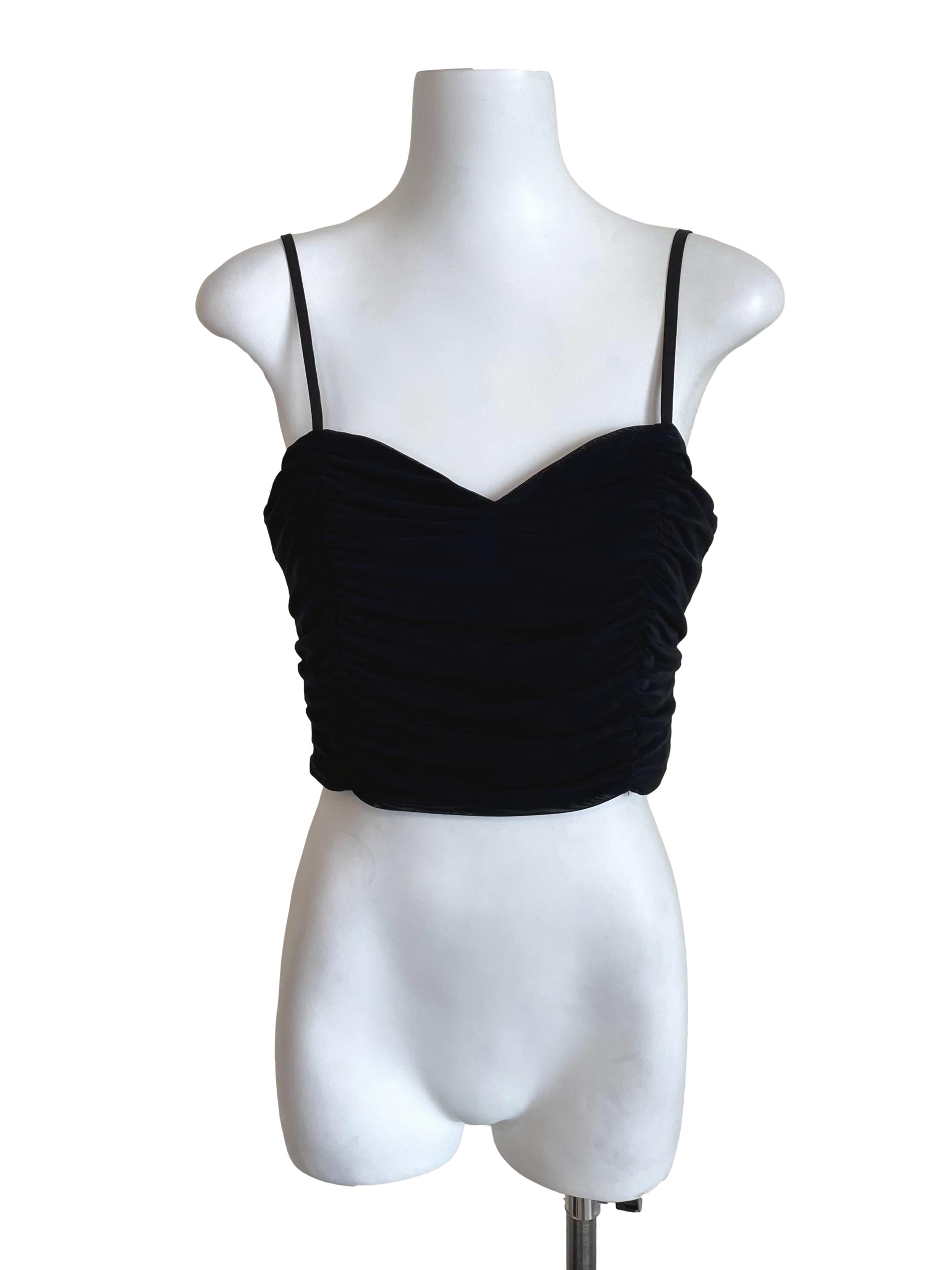 Black Scrunch Mesh Sweet Camisole