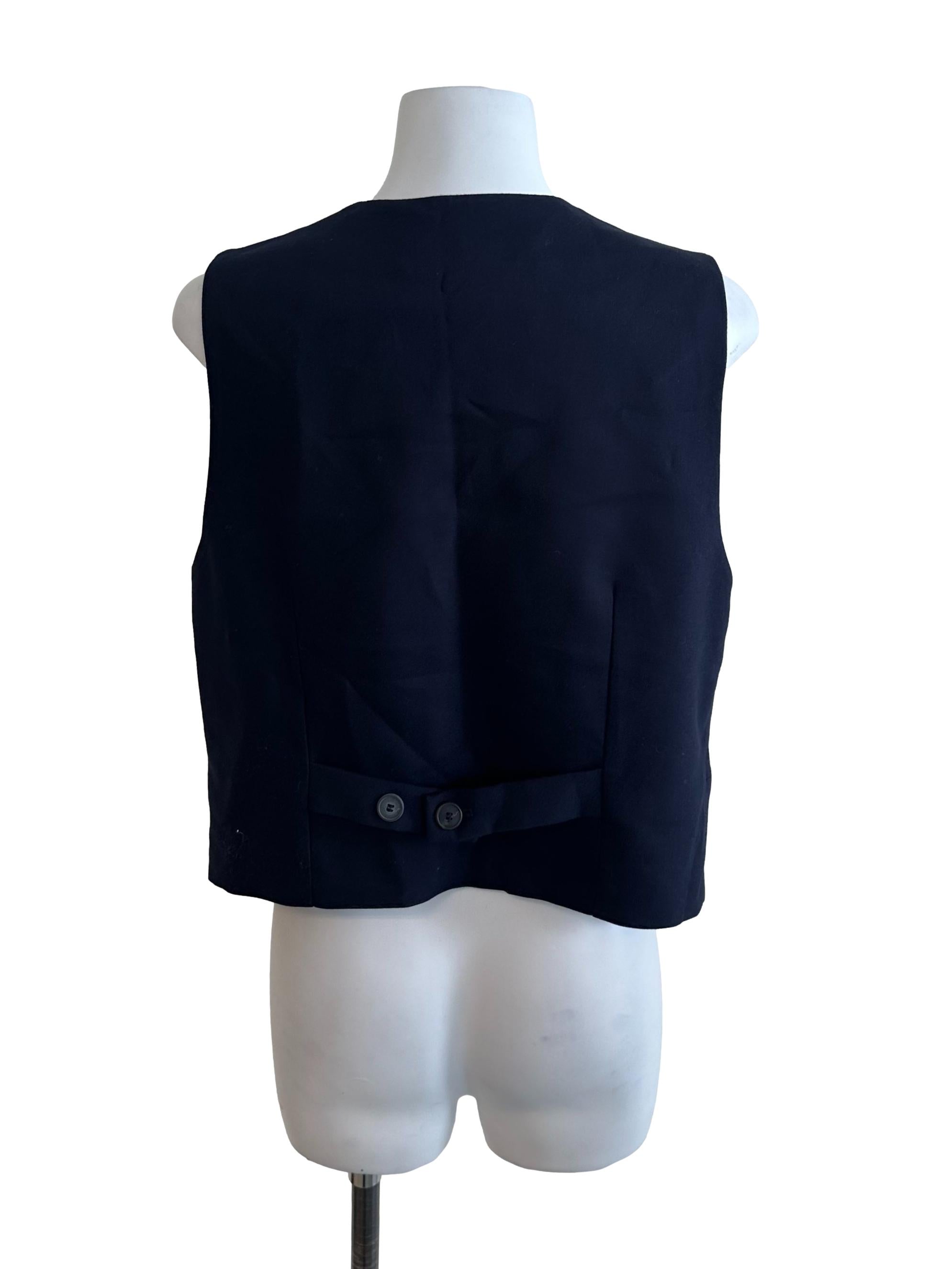 Midnight Blue V Neck Button Vest