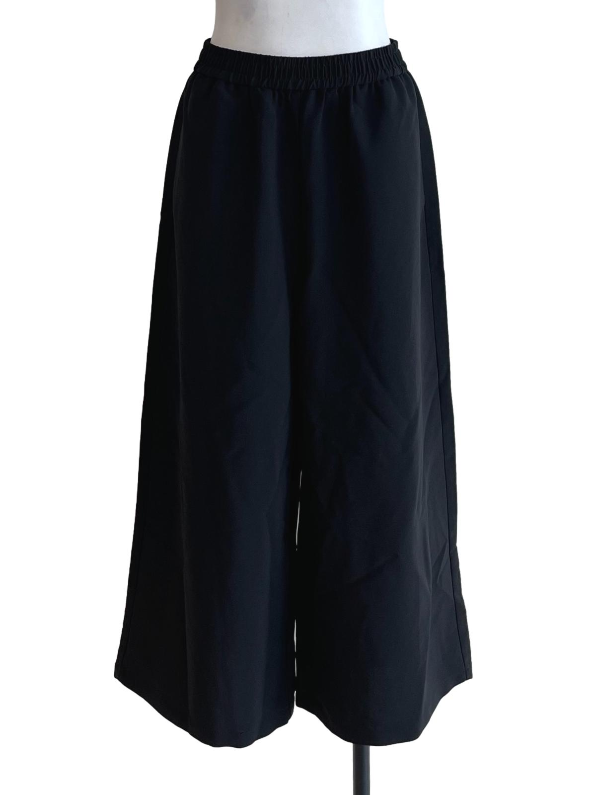 Jade Black Wide-Leg Culotte Pants