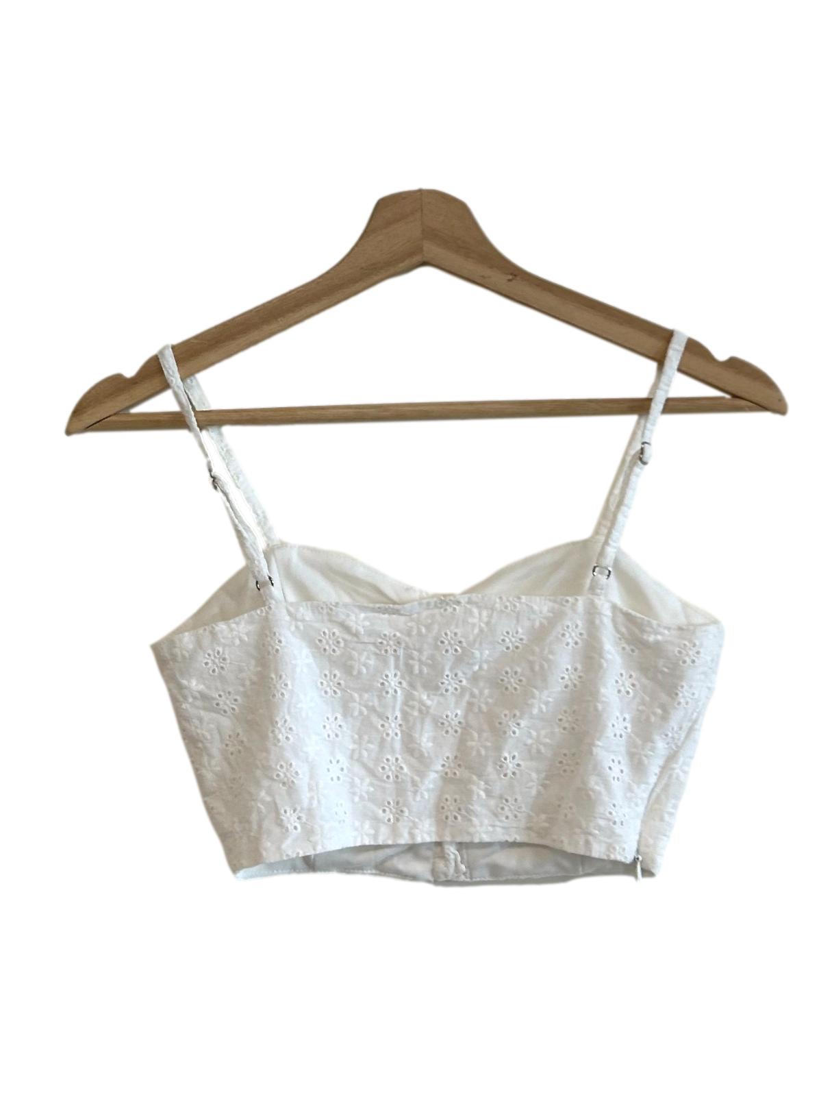 White Embroidered Cami Top