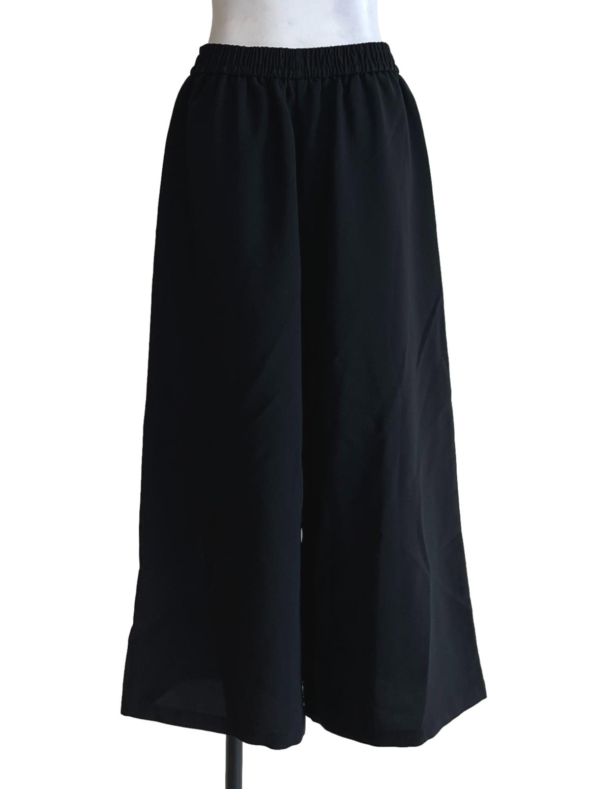 Jade Black Wide-Leg Culotte Pants