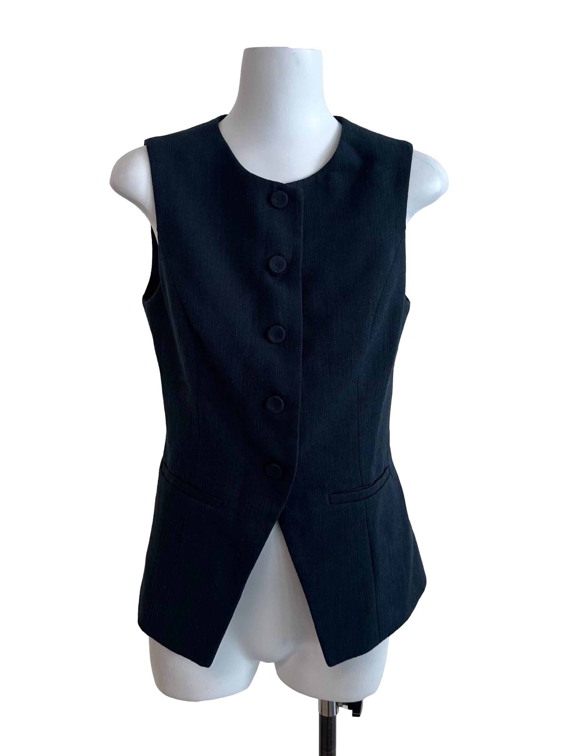 Dark Teal Blue Button Sleeveless Suit