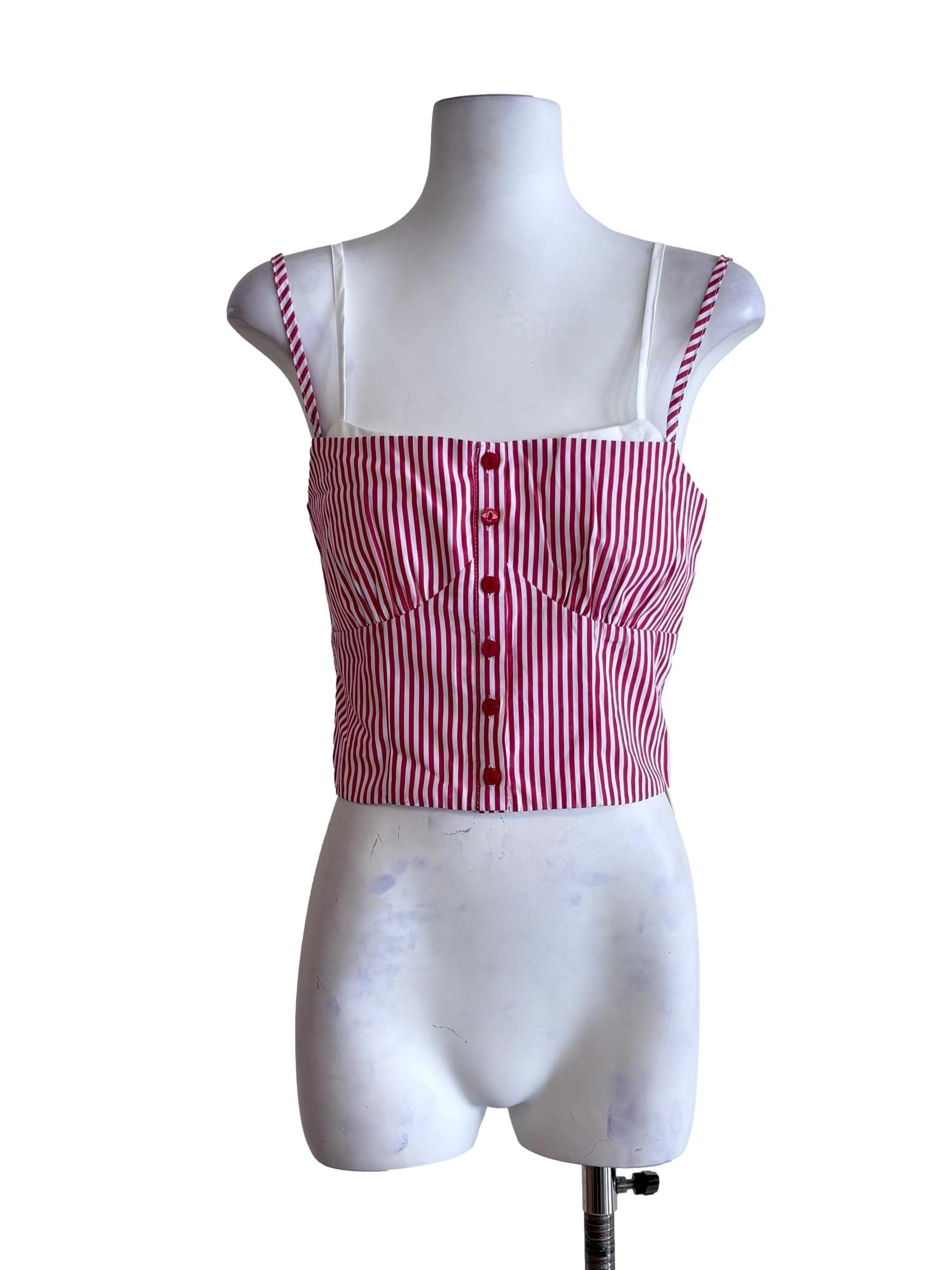 Red Kennedy Bustier Button Top