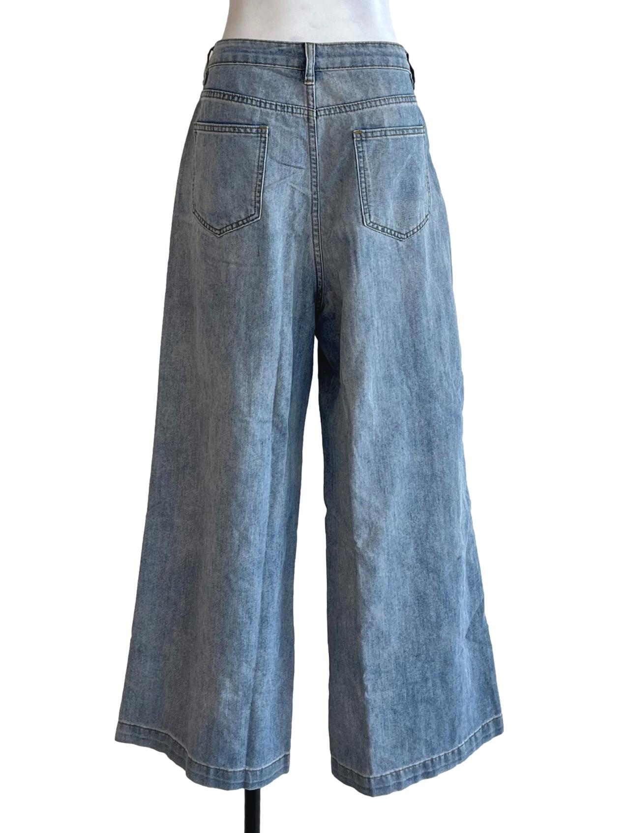 Spruce Blue Wide-Leg Denim Jeans