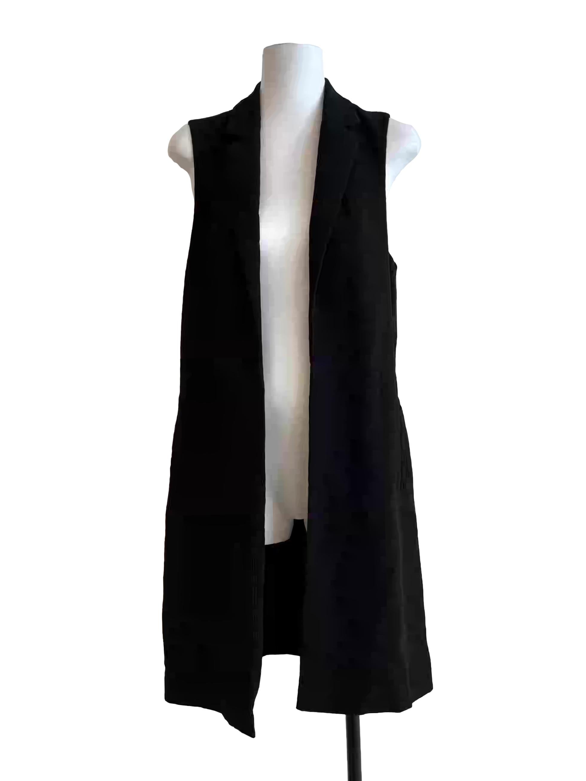 Rich Black Sleeveless Blazer Outerwear