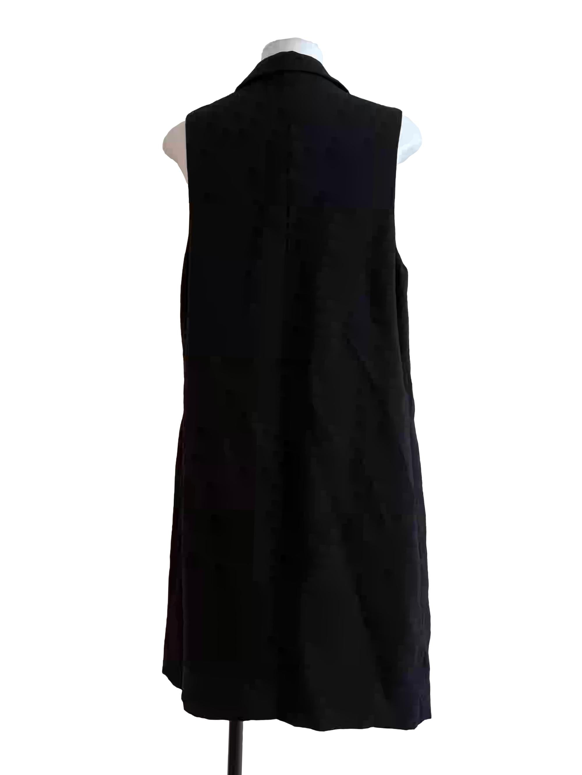Rich Black Sleeveless Blazer Outerwear