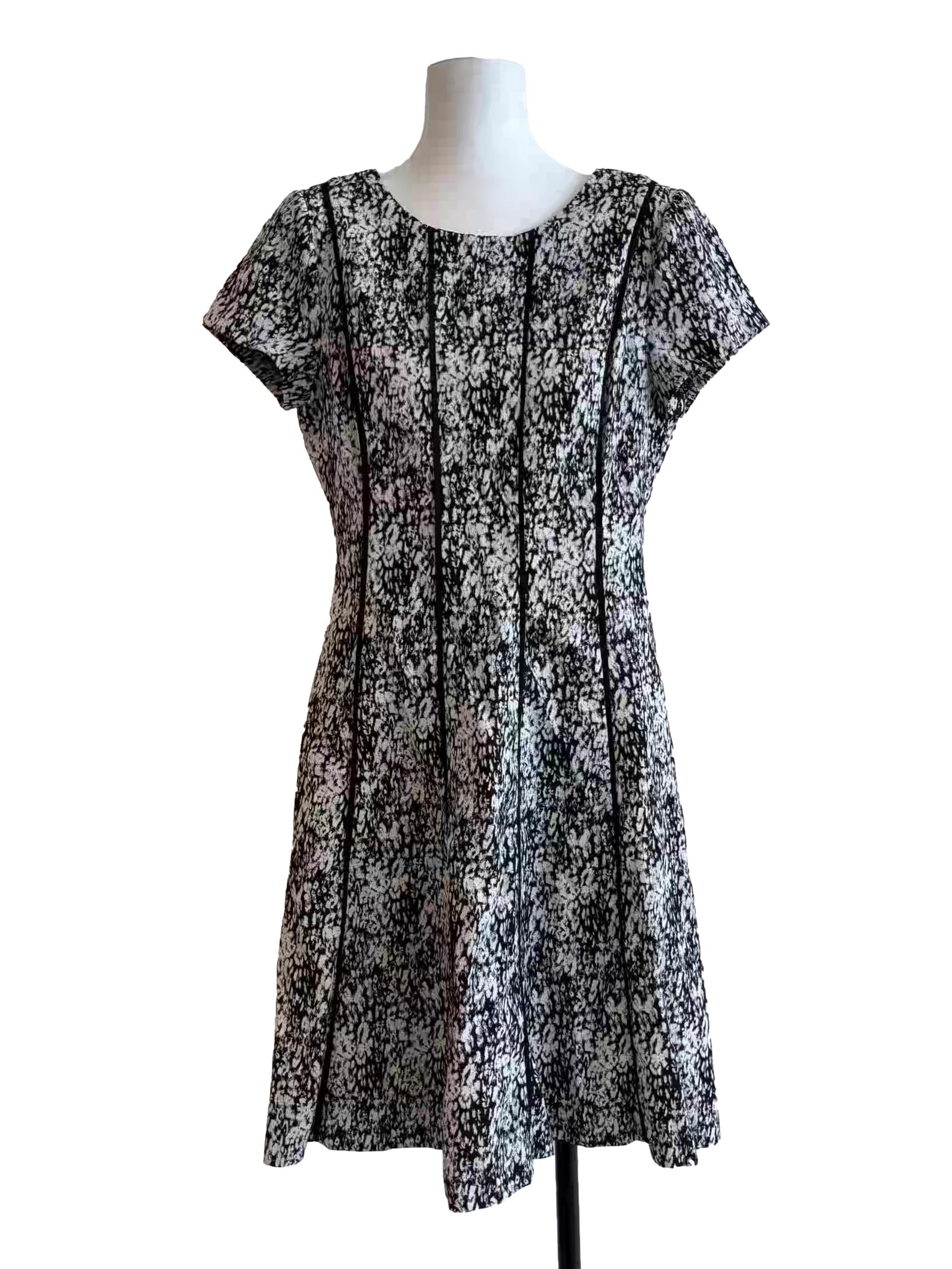Black And White Patterned A-Line Dress