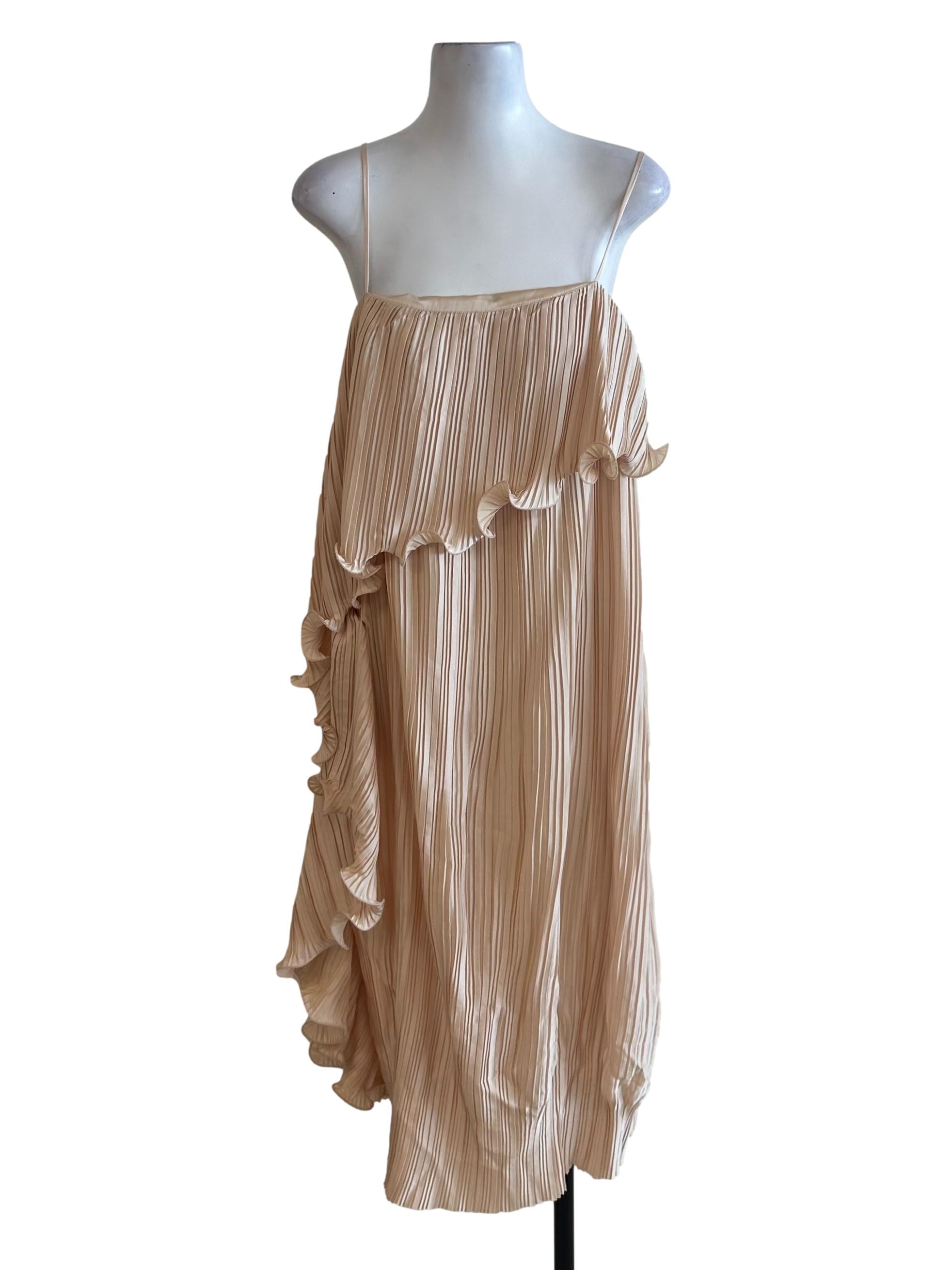 Parmesan Yellow Pleated Ruffle Dress