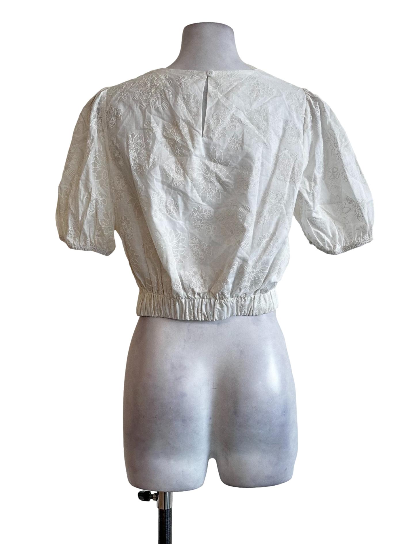 White Embroidered Pattern Top