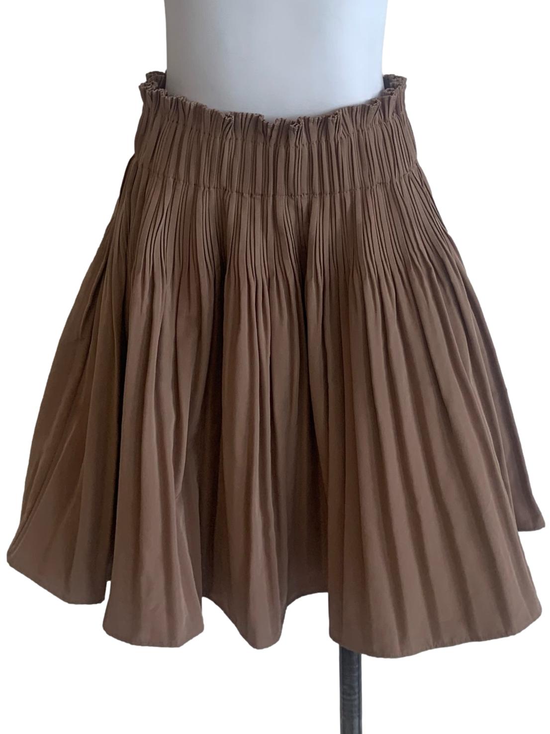 Wood Brown Pleated Skirt