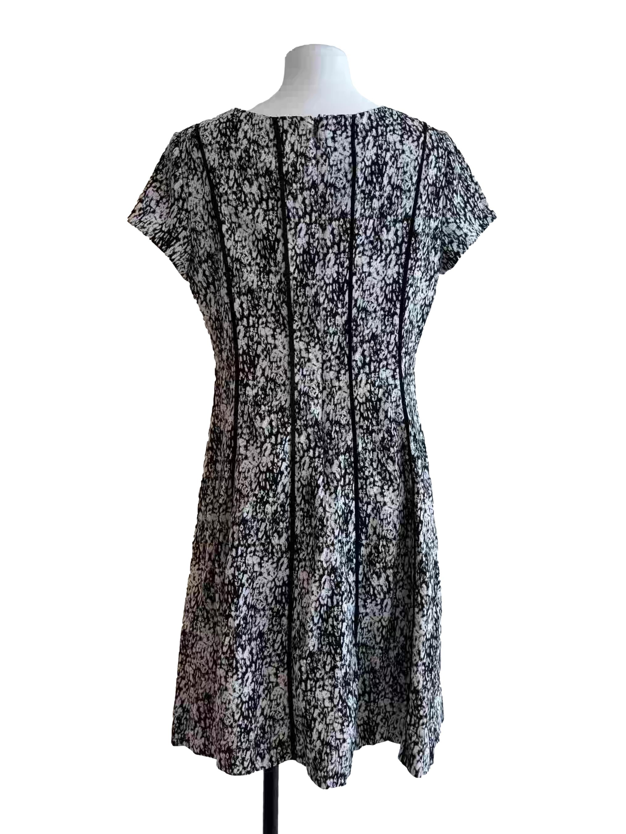 Black And White Patterned A-Line Dress