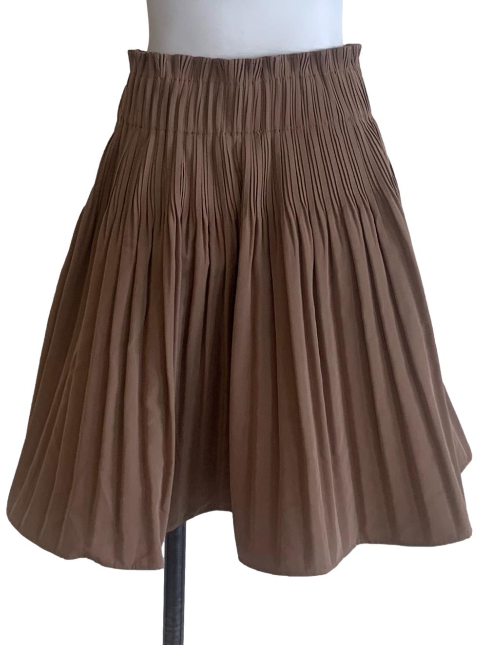 Wood Brown Pleated Skirt