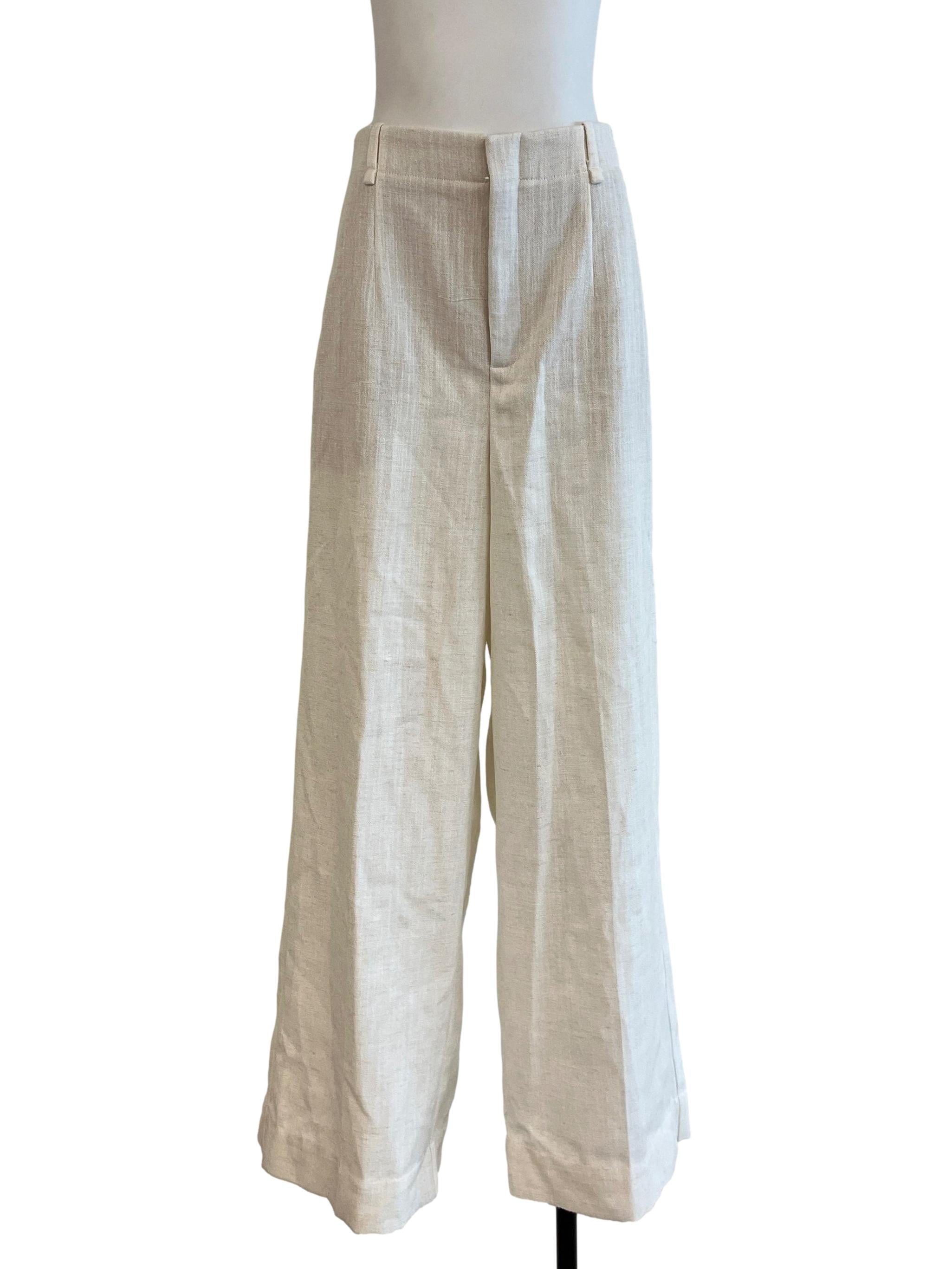 Linen White Long Pants