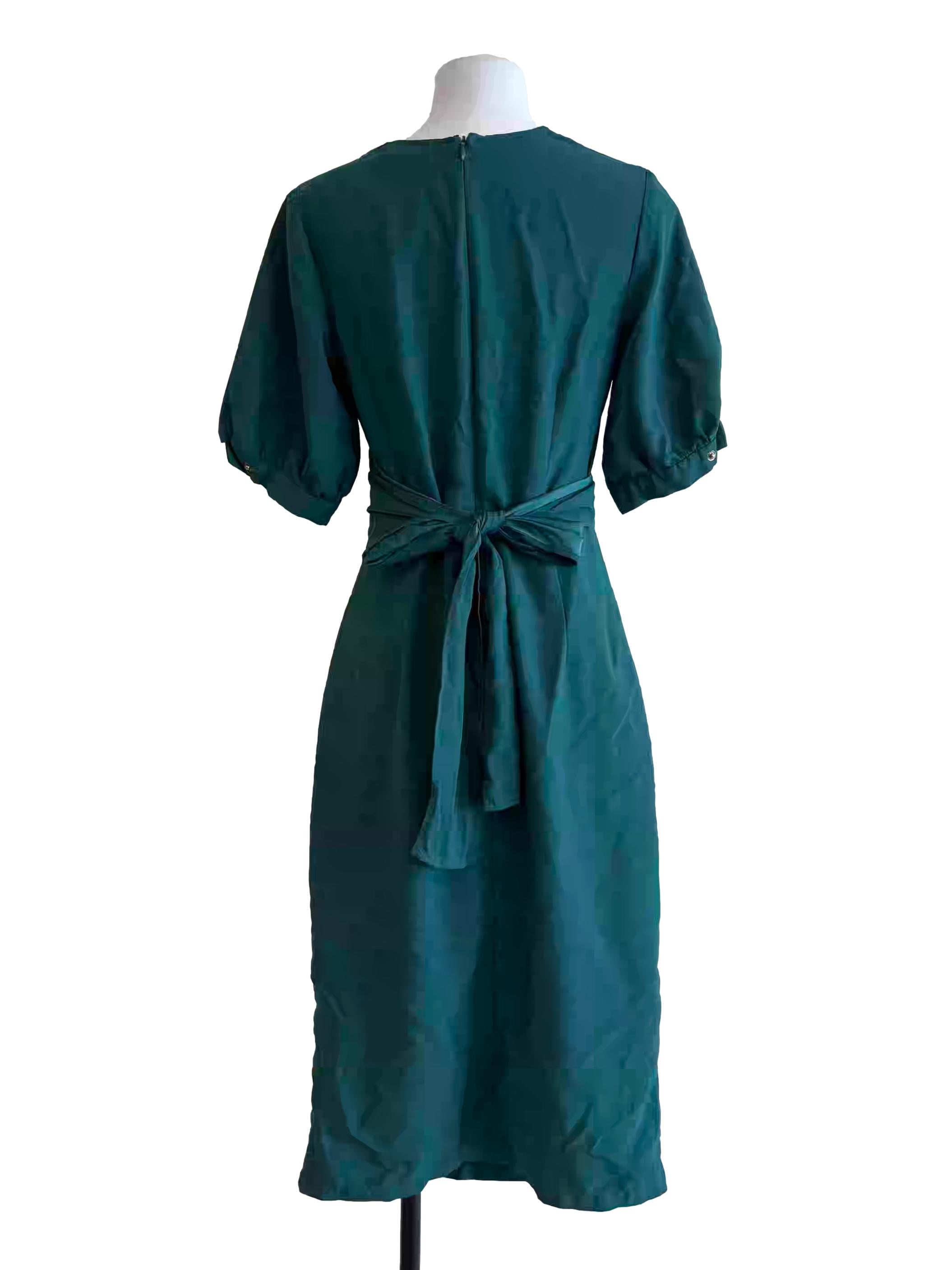 Pine Green Wrap Top Sheath Dress