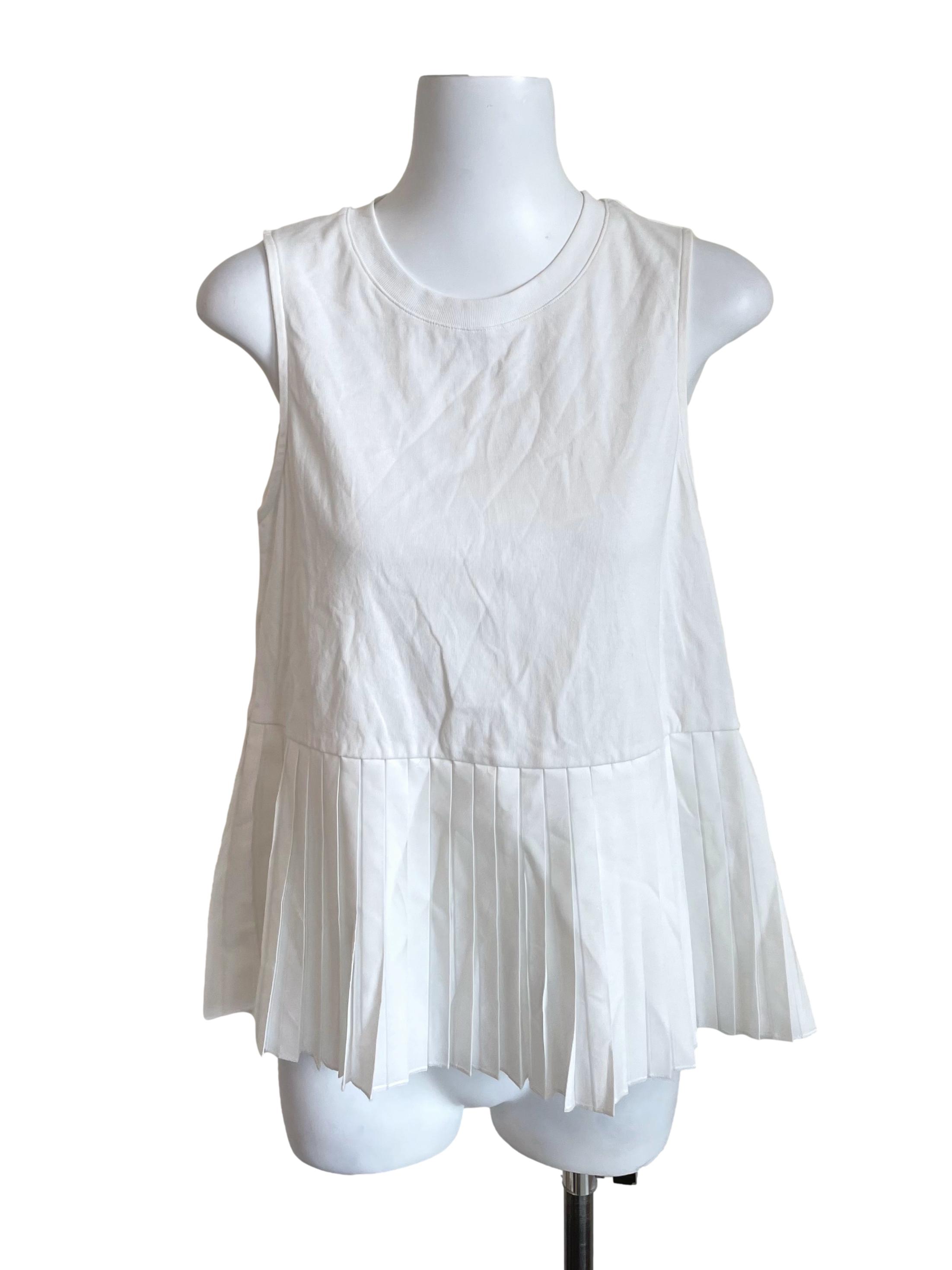 White Pleated A-Line Tank Top