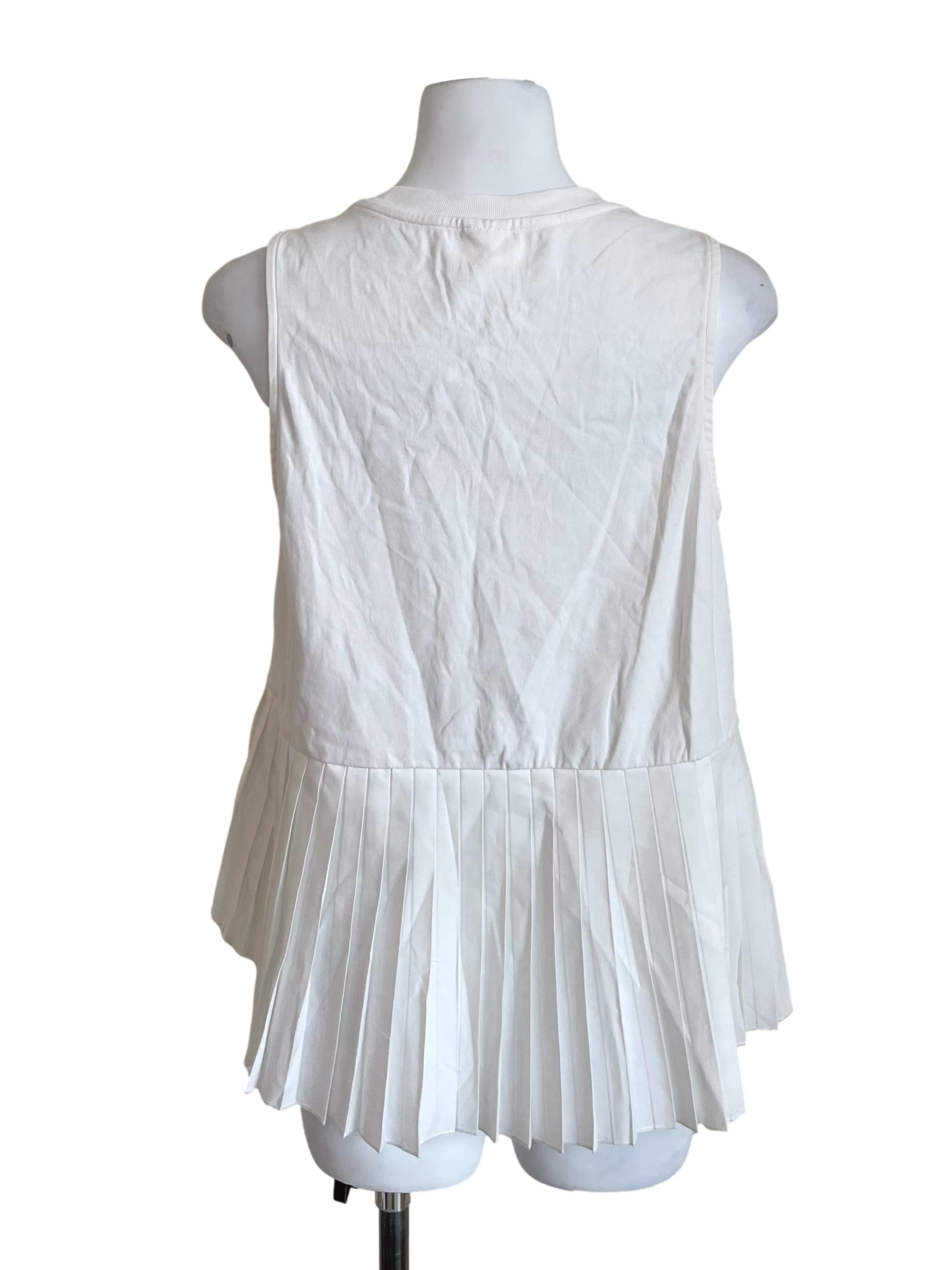 White Pleated A-Line Tank Top