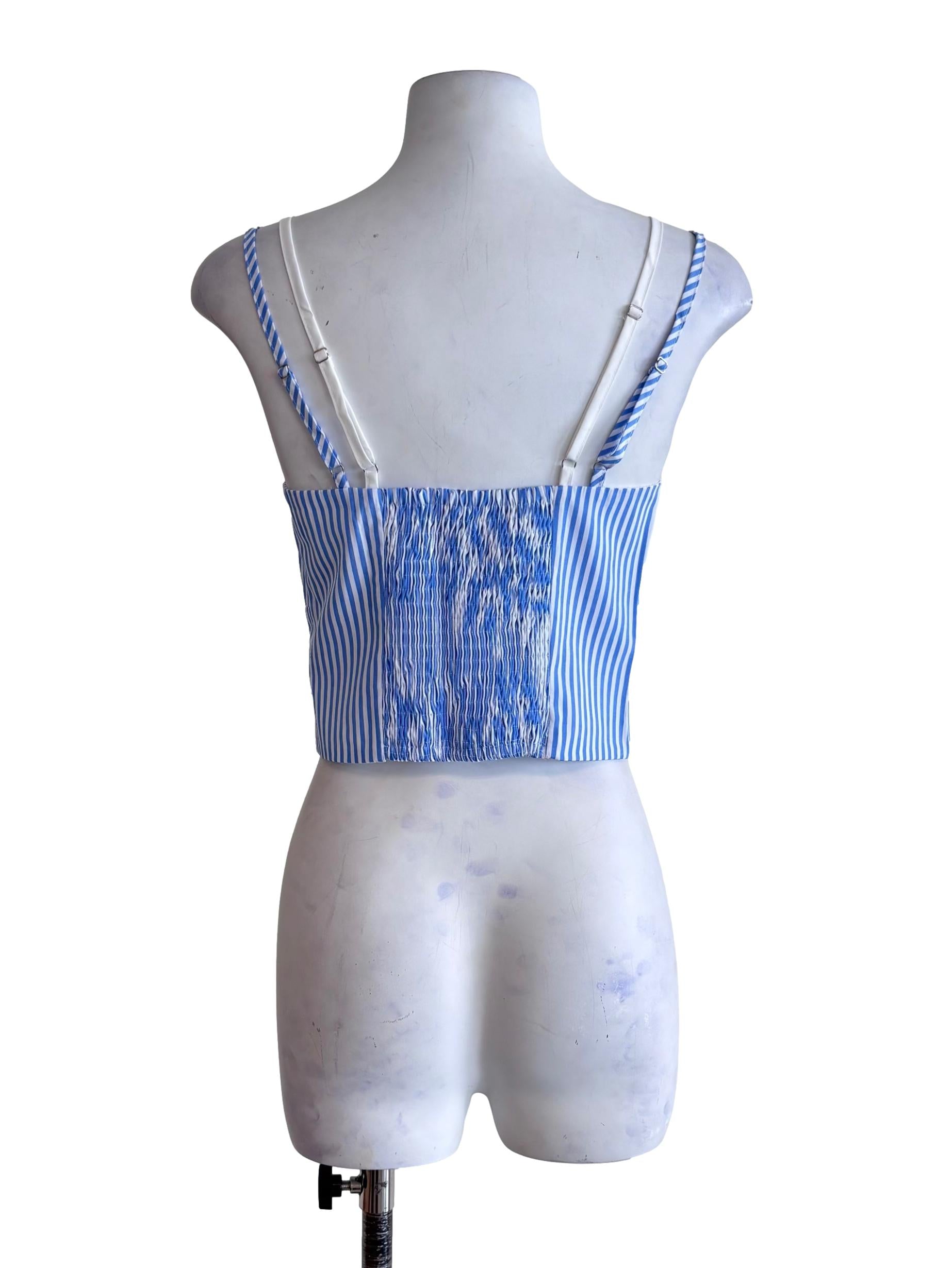 Blue Kennedy Bustier Button Top