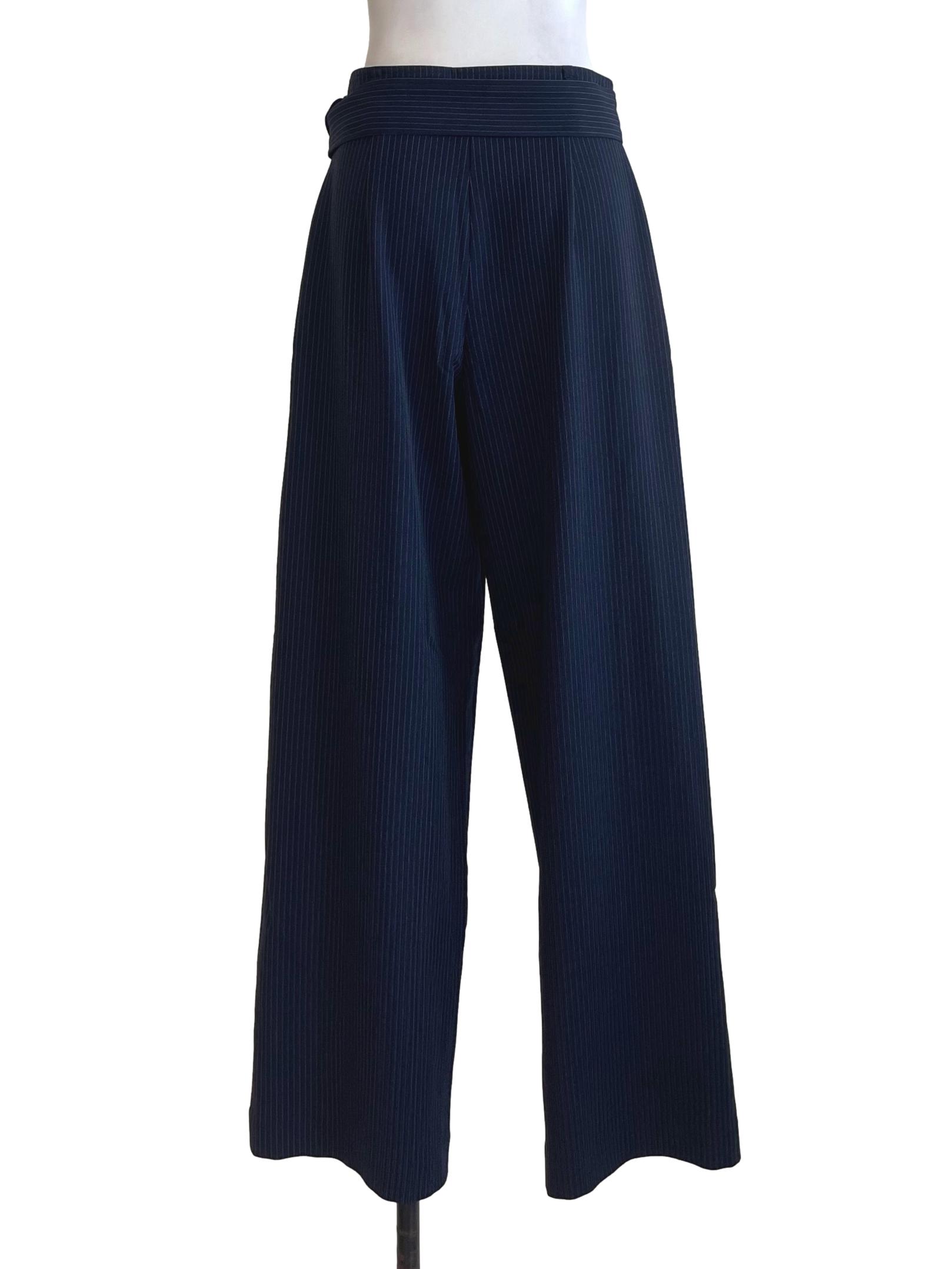 Navy Blue Stripes Long Pants