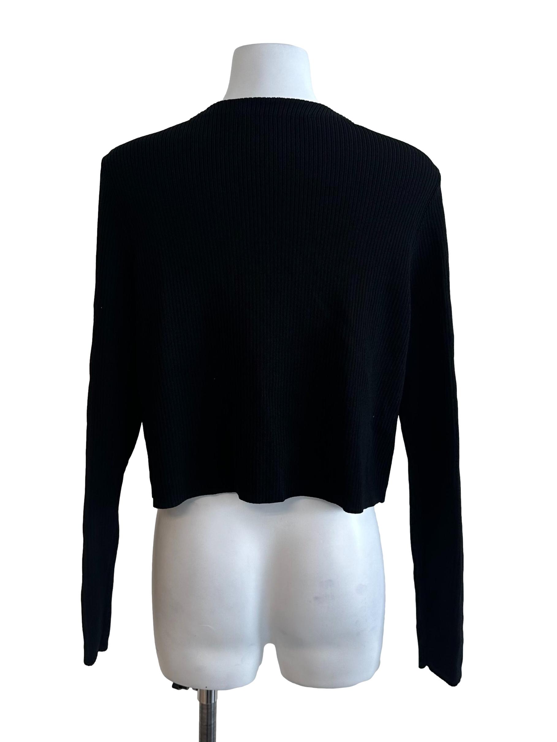Raven Black Button Front Slit Cardigan
