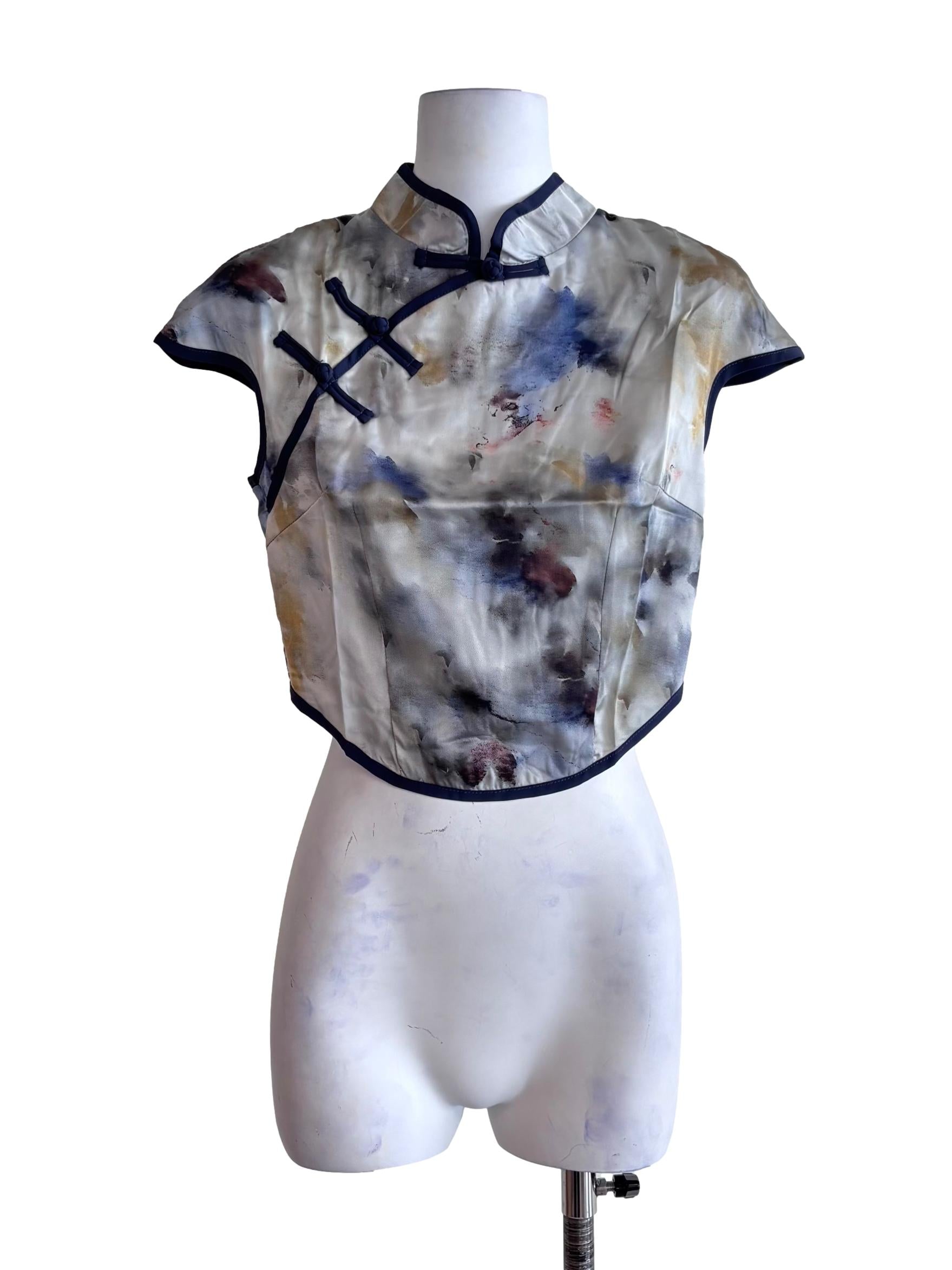 Grey Rui Qipao Curved Hem Top