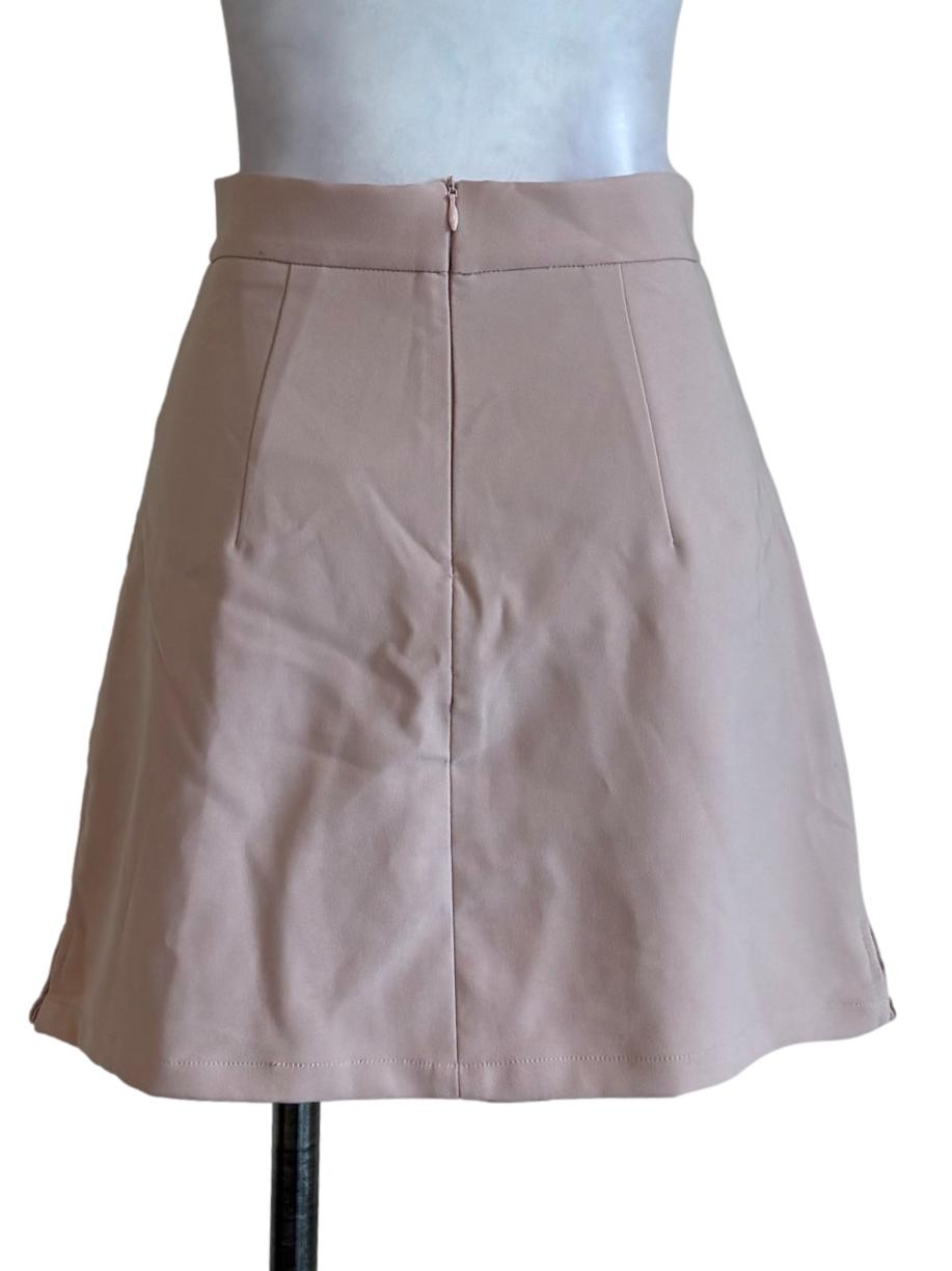 Beige Plain Mini Skirt