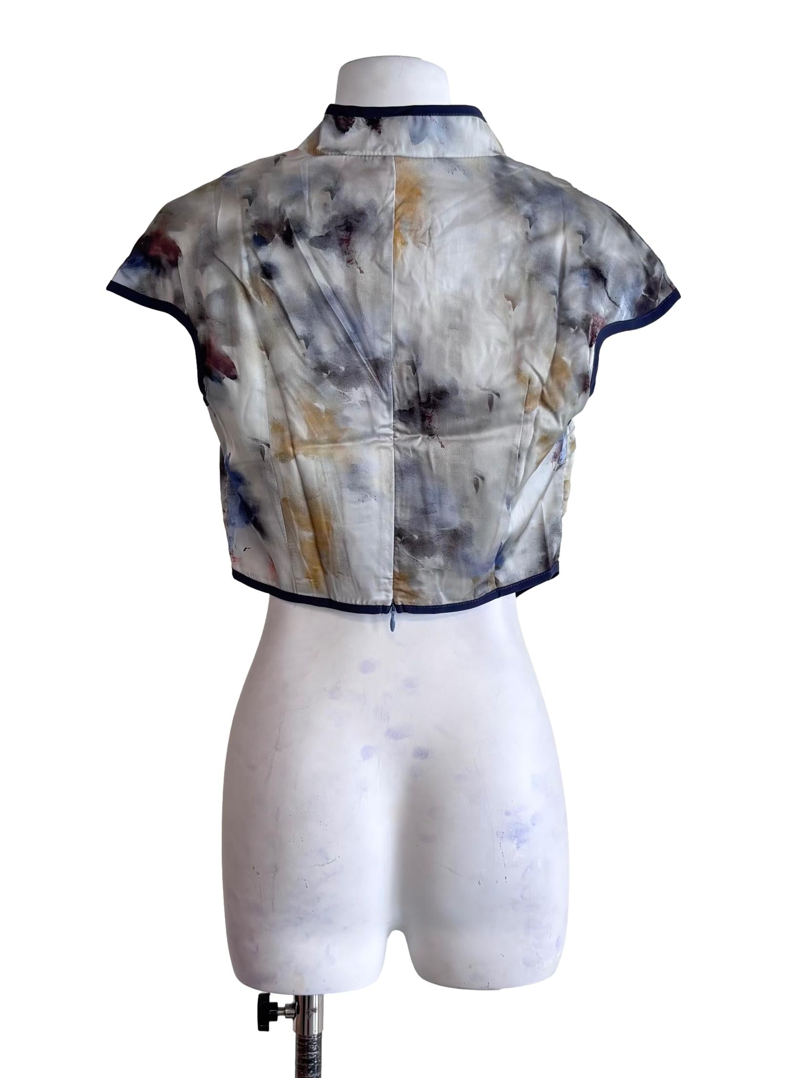 Grey Rui Qipao Curved Hem Top