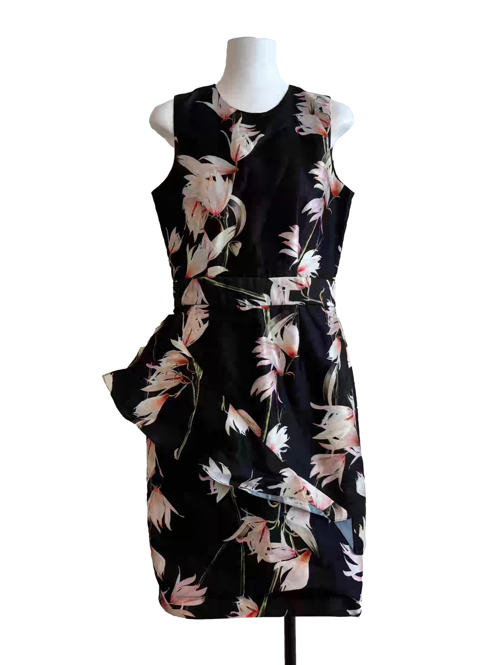 Onyx Black Floral Sheath Dress