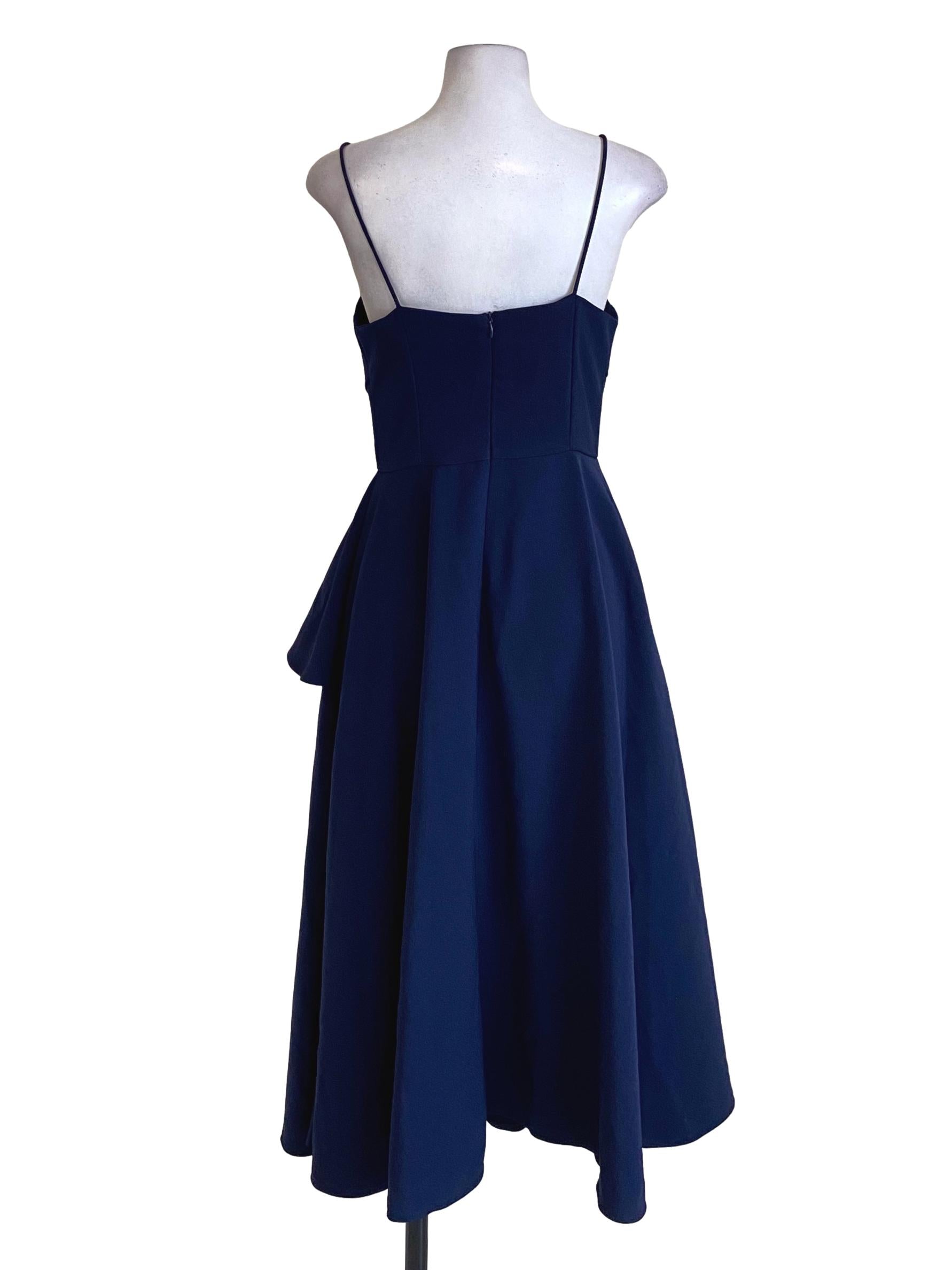 Navy Blue Spaghetti Strap Sweetheart Neck Dress