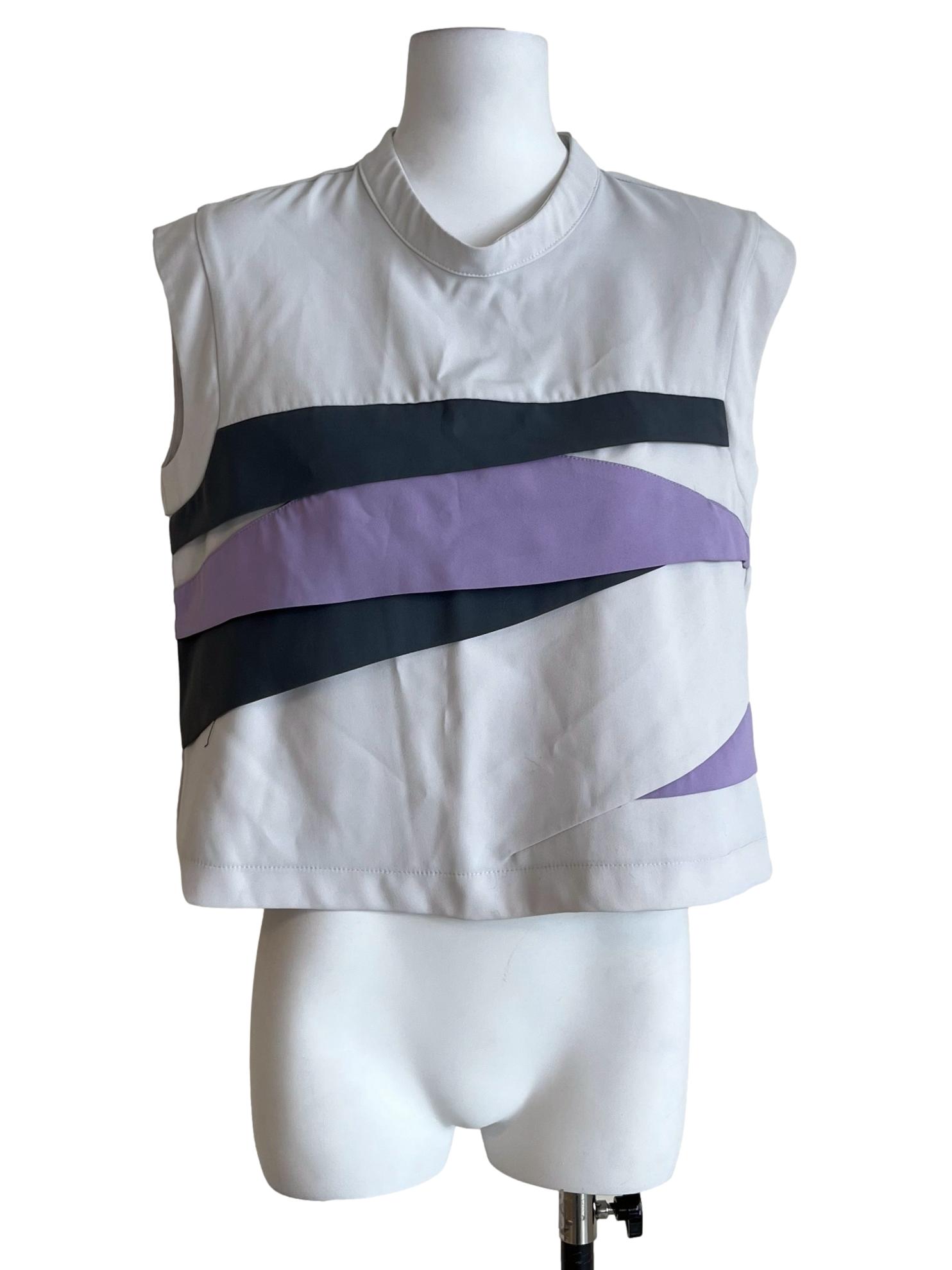Cloud Grey Graphic Panel Cropped Top