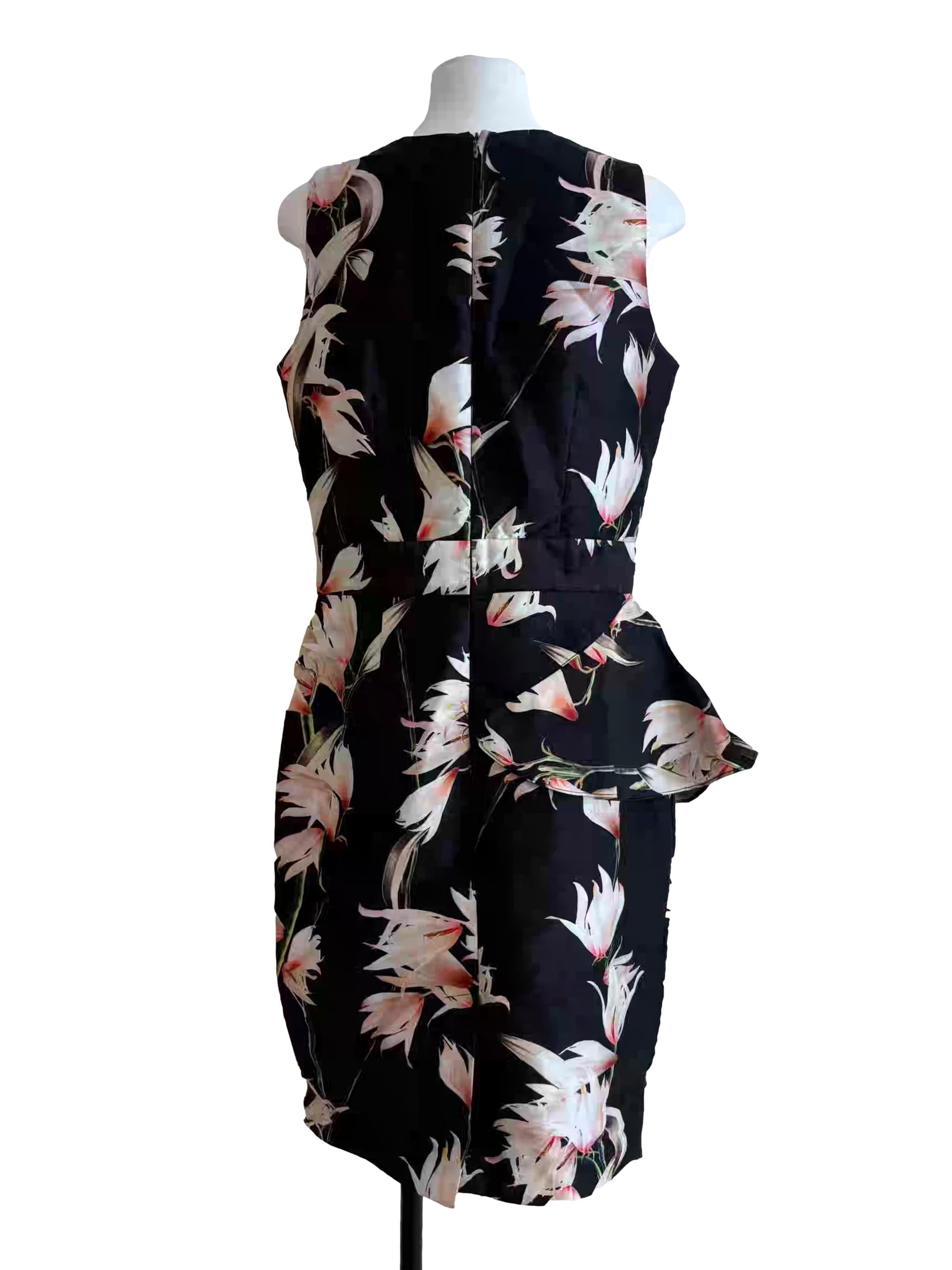 Onyx Black Floral Sheath Dress