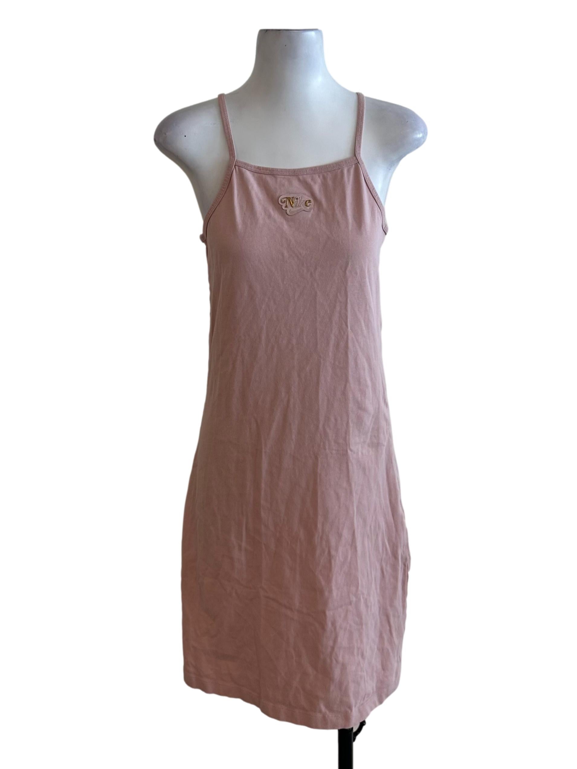 Dusty Pink Square Neck Spaghetti Strap Slit Dress