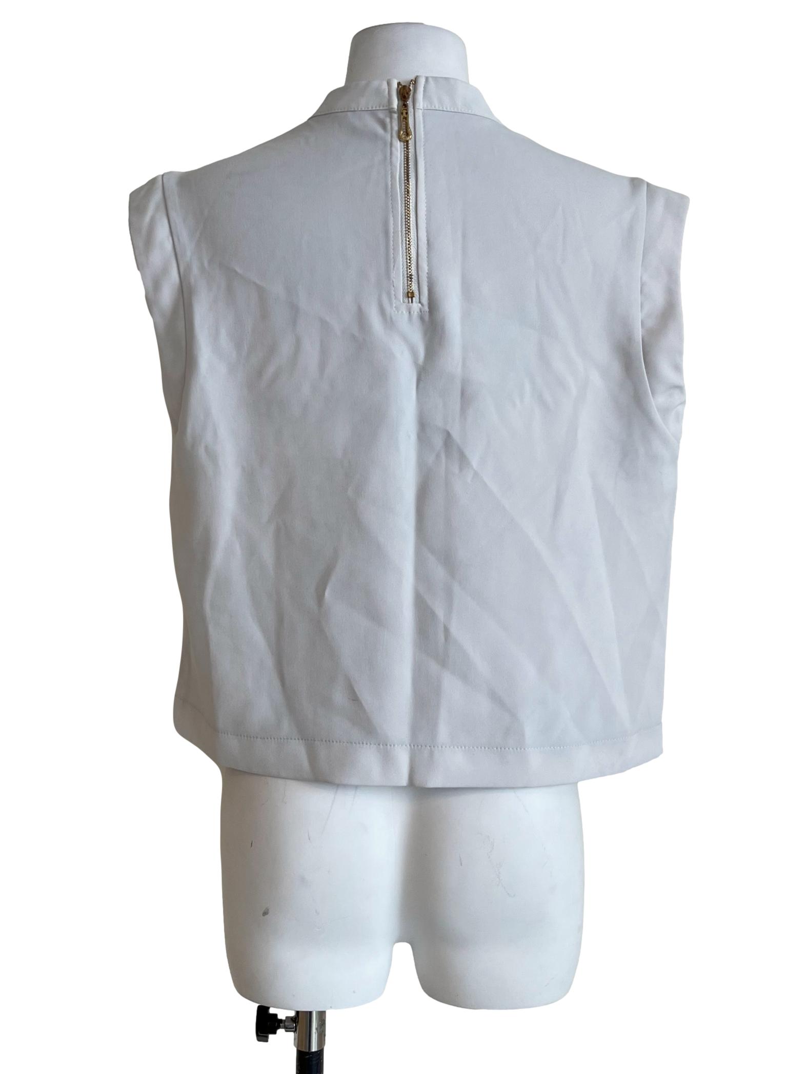 Cloud Grey Graphic Panel Cropped Top