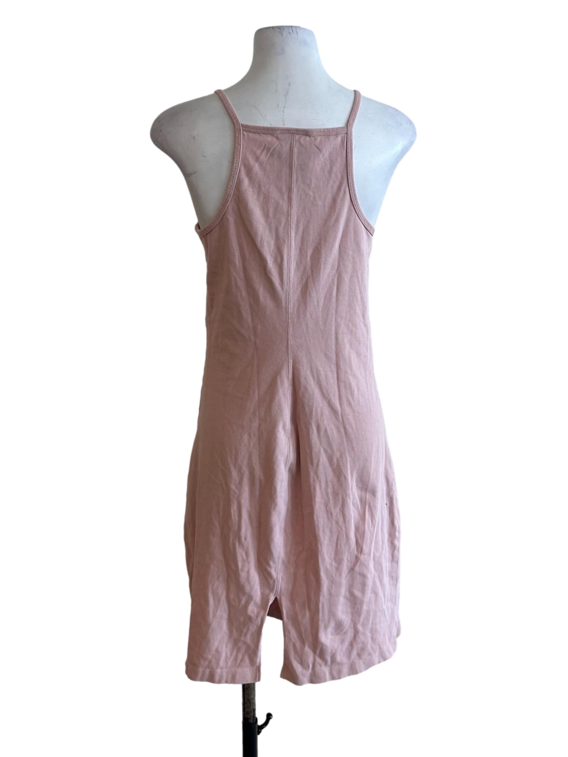 Dusty Pink Square Neck Spaghetti Strap Slit Dress