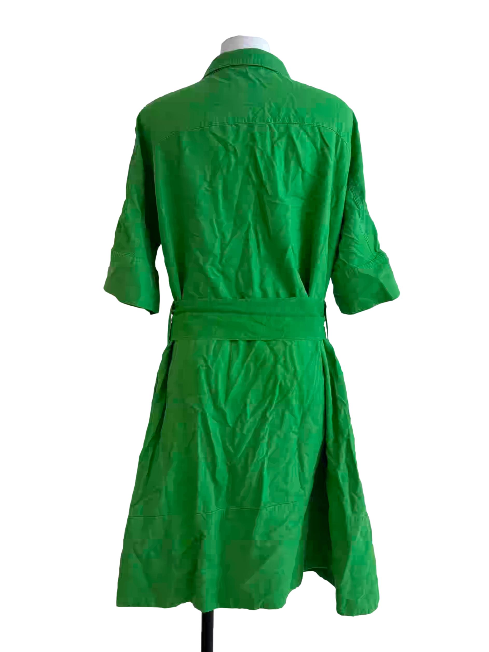 Lime Green Buttoned Linen Dress