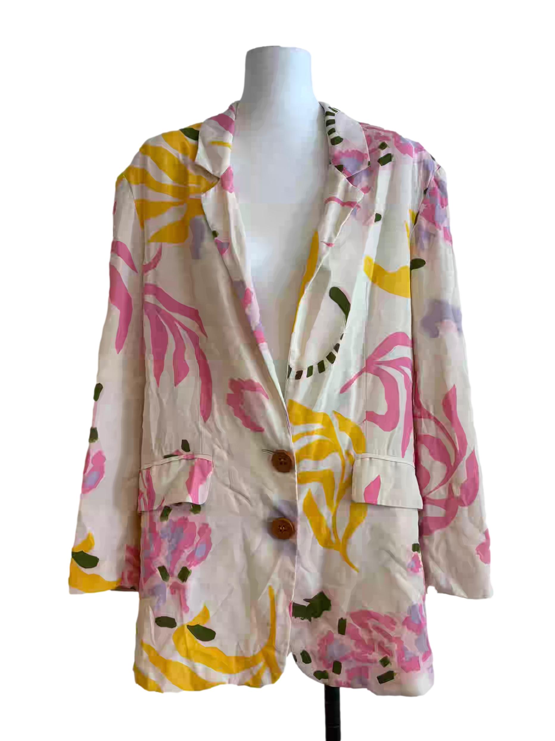 Ivory White Patterned Casual Blazer