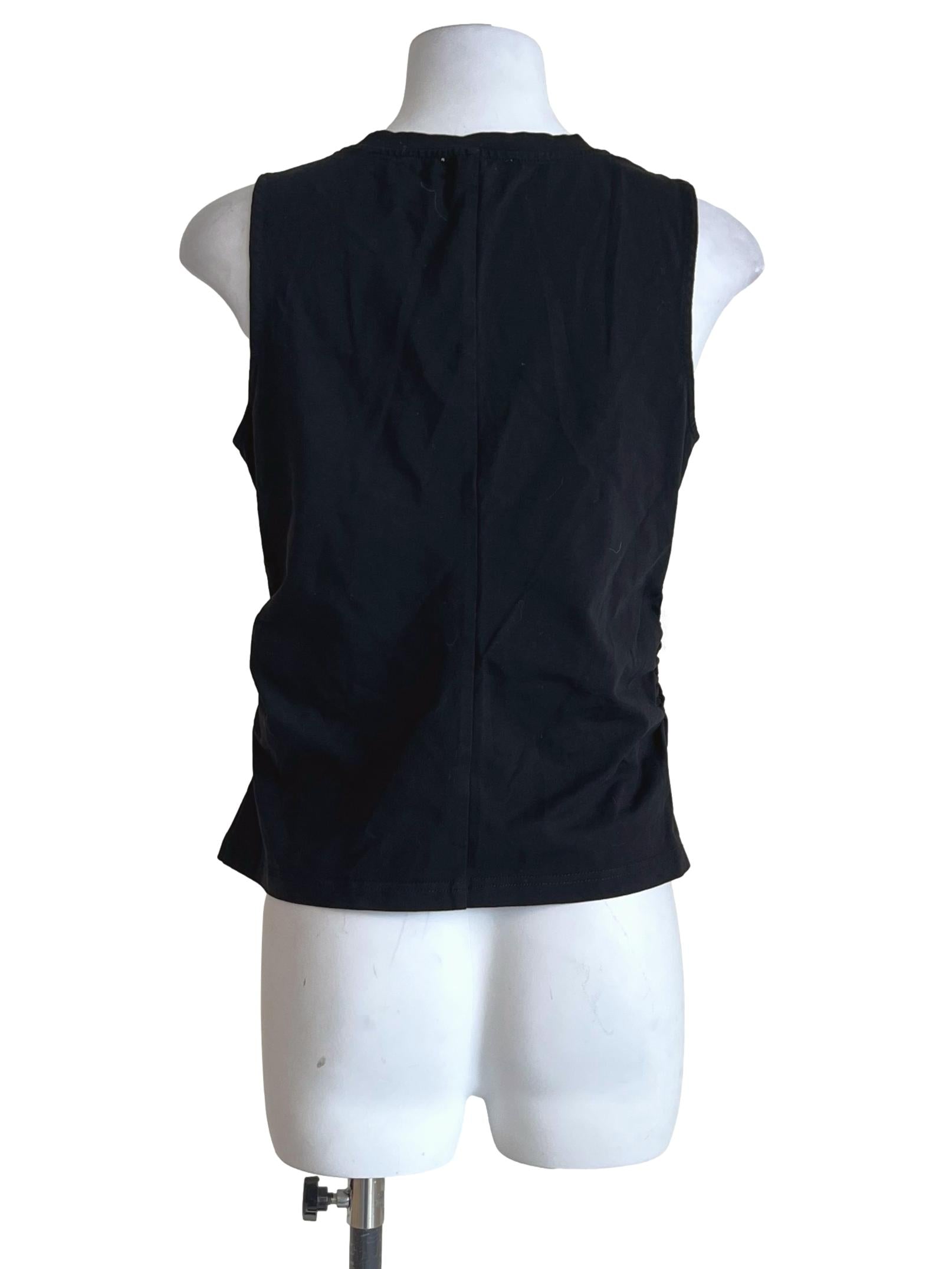 Jade Black Ruched V-Neck Top