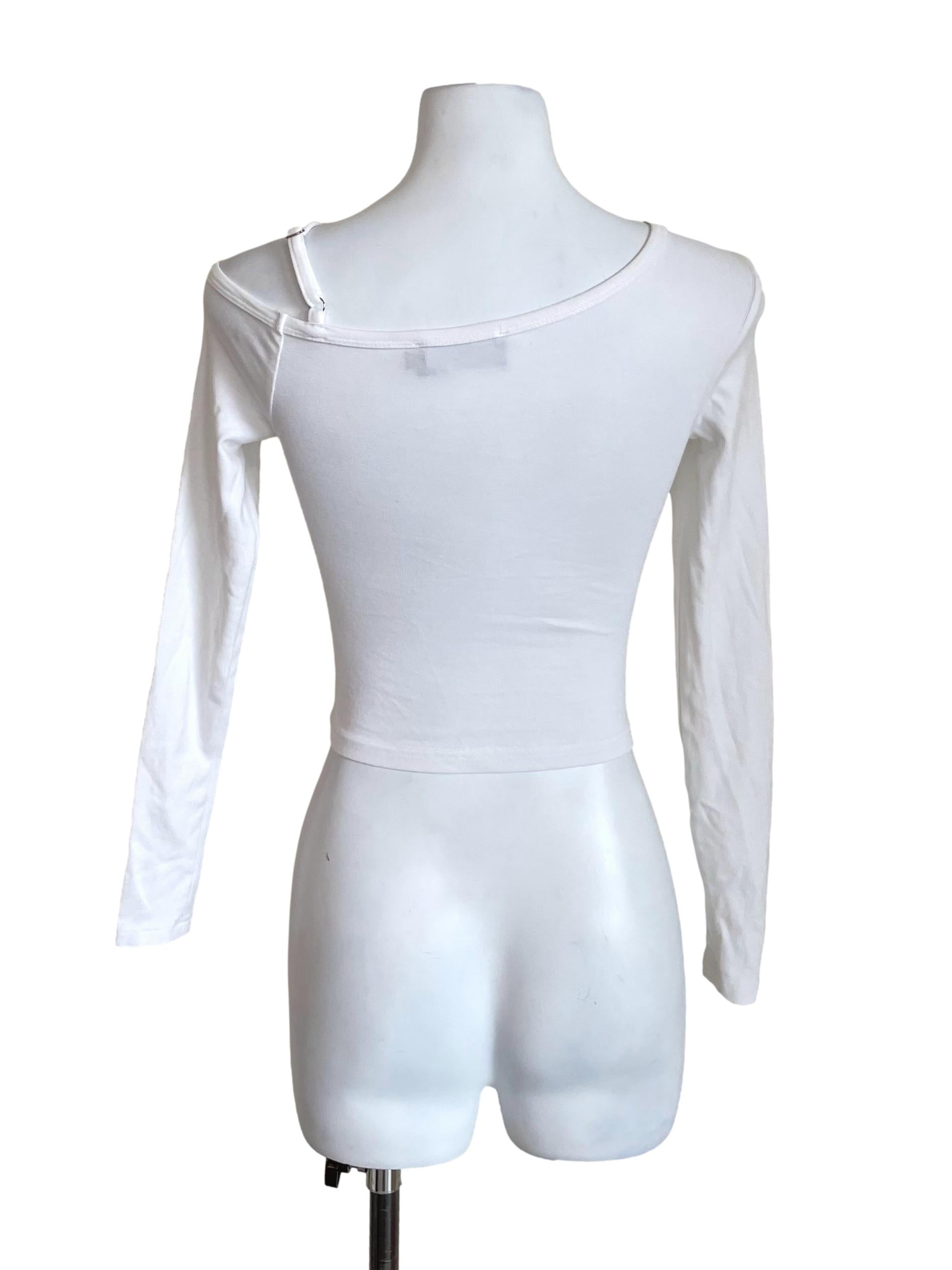 White Long Sleeves One Shoulder Top YHF